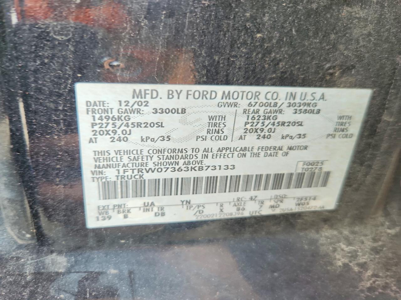 2003 Ford F150 Supercrew Harley Davidson Two Tone vin: 1FTRW07363KB73133