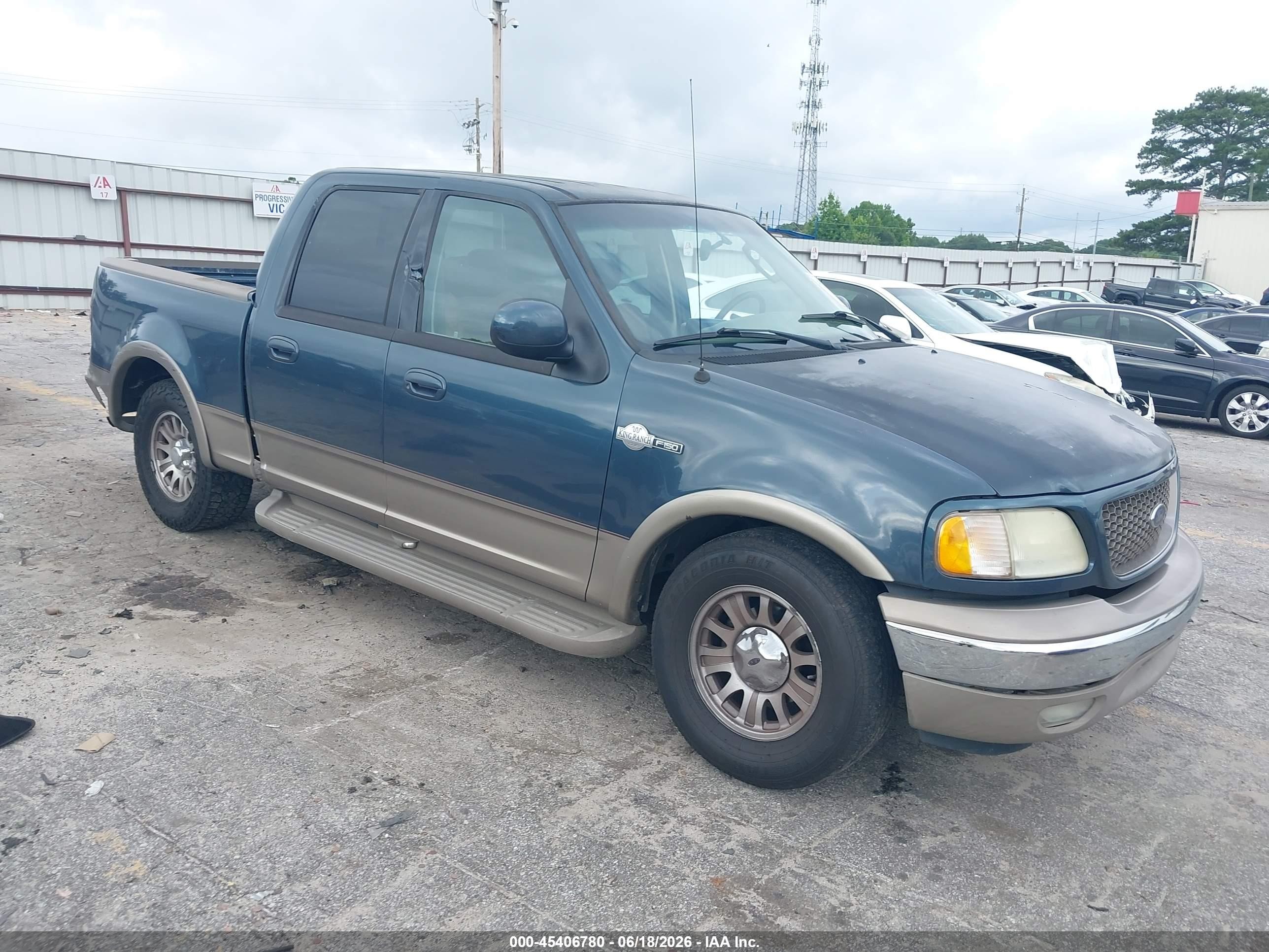 2002 Ford F-150 Lariat/xlt Blue vin: 1FTRW07L02KE36358
