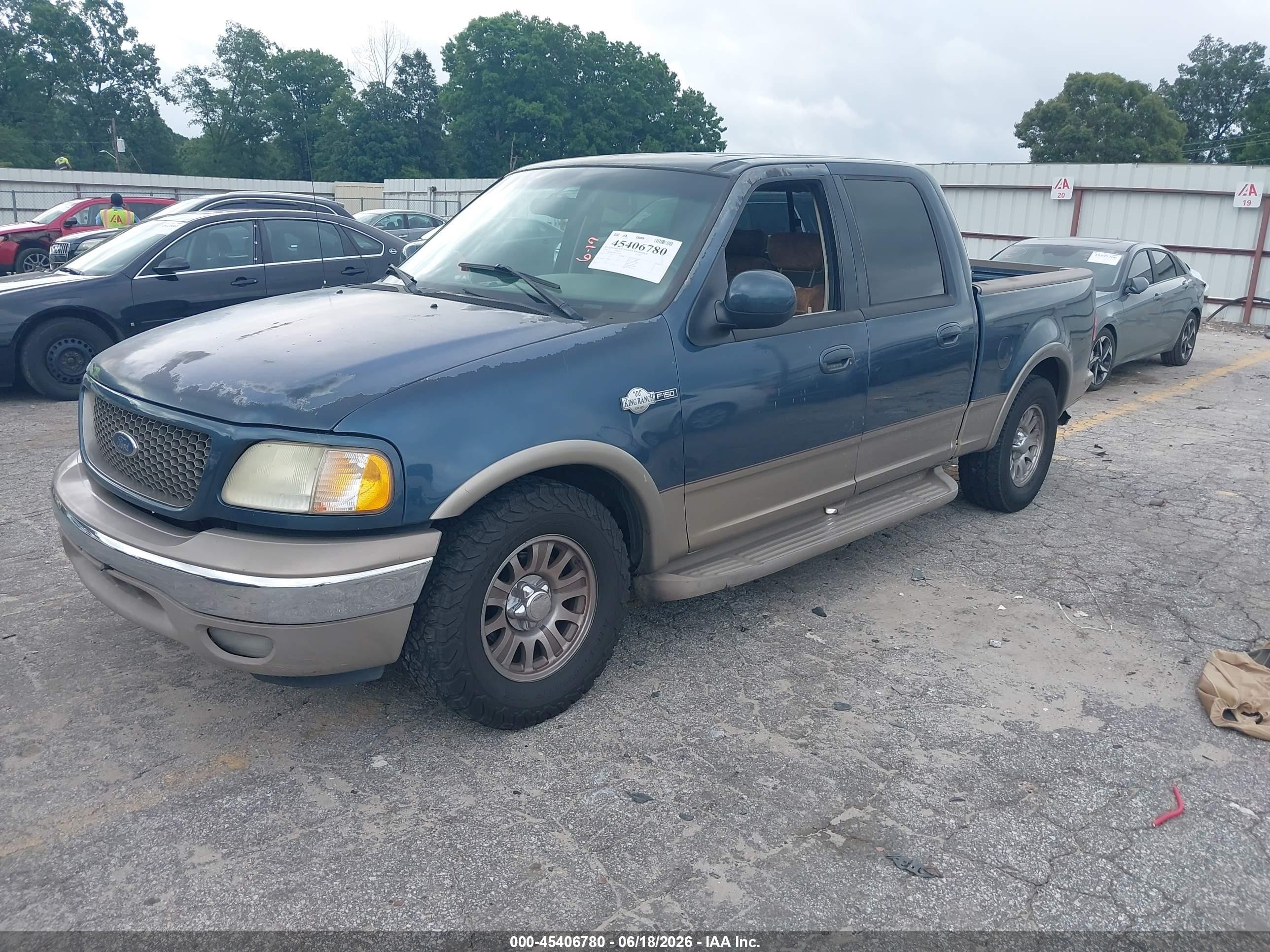2002 Ford F-150 Lariat/xlt Blue vin: 1FTRW07L02KE36358