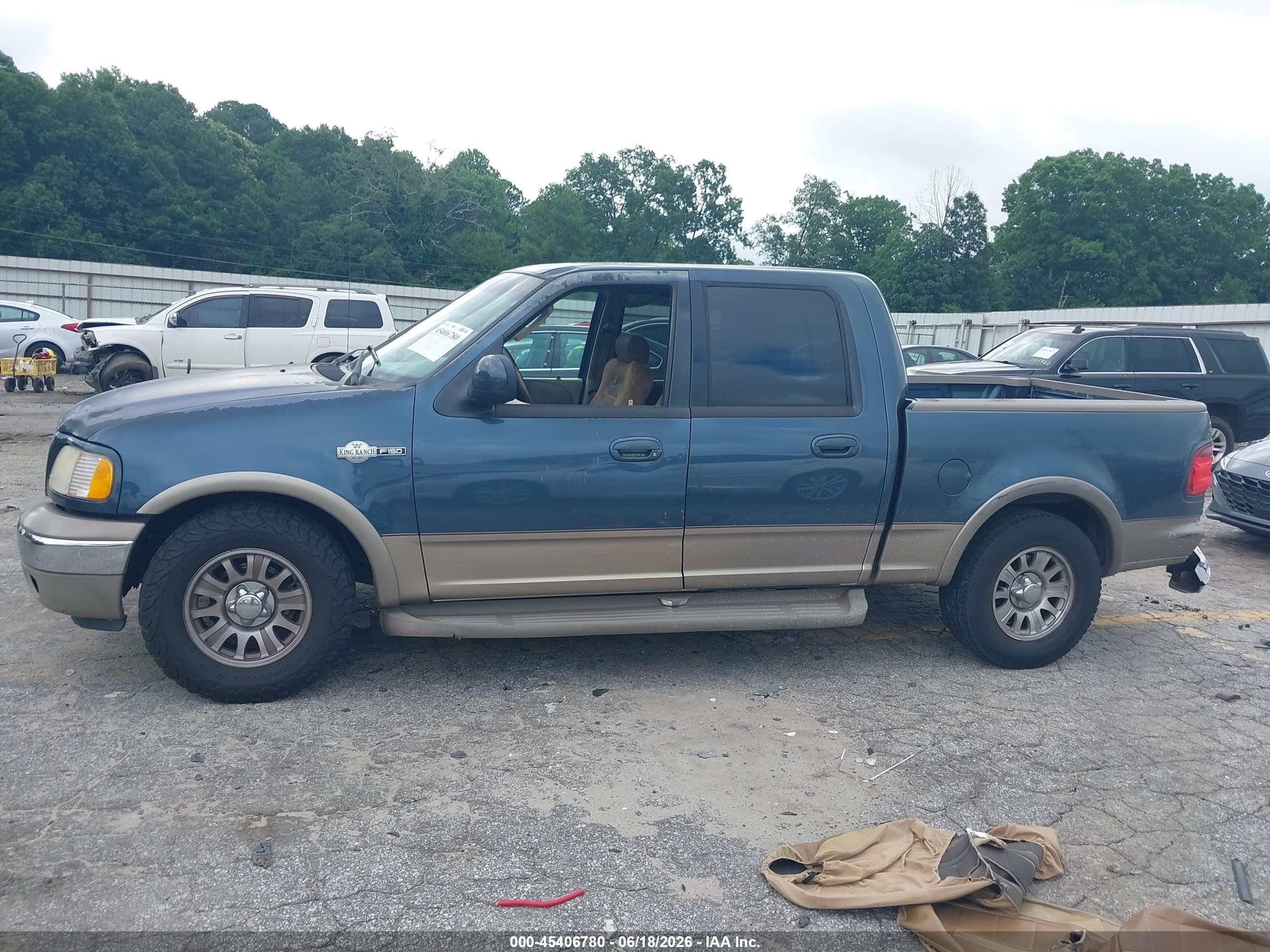 2002 Ford F-150 Lariat/xlt Blue vin: 1FTRW07L02KE36358