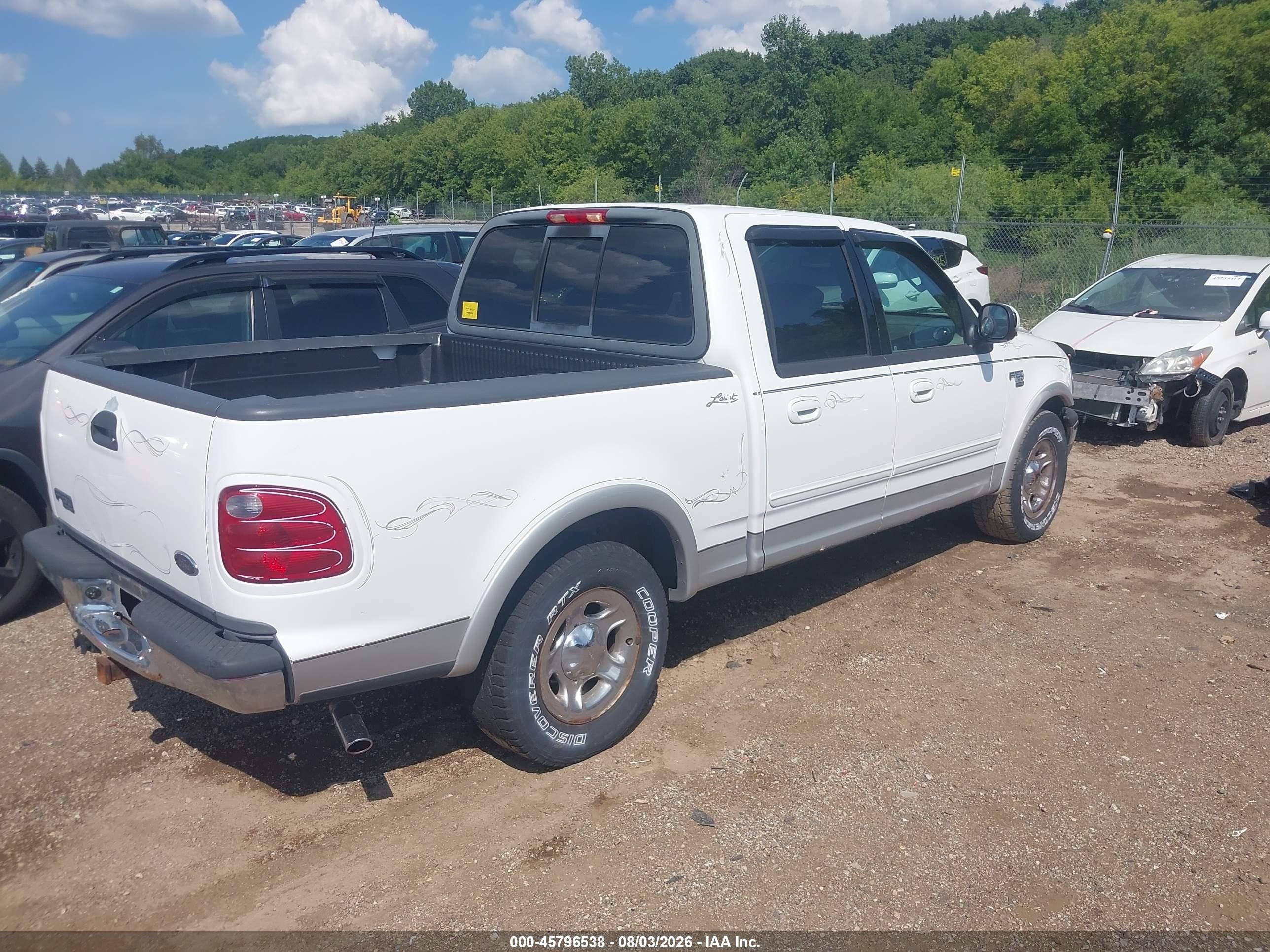 2003 Ford F-150 Lariat/xlt White vin: 1FTRW07L13KA44961
