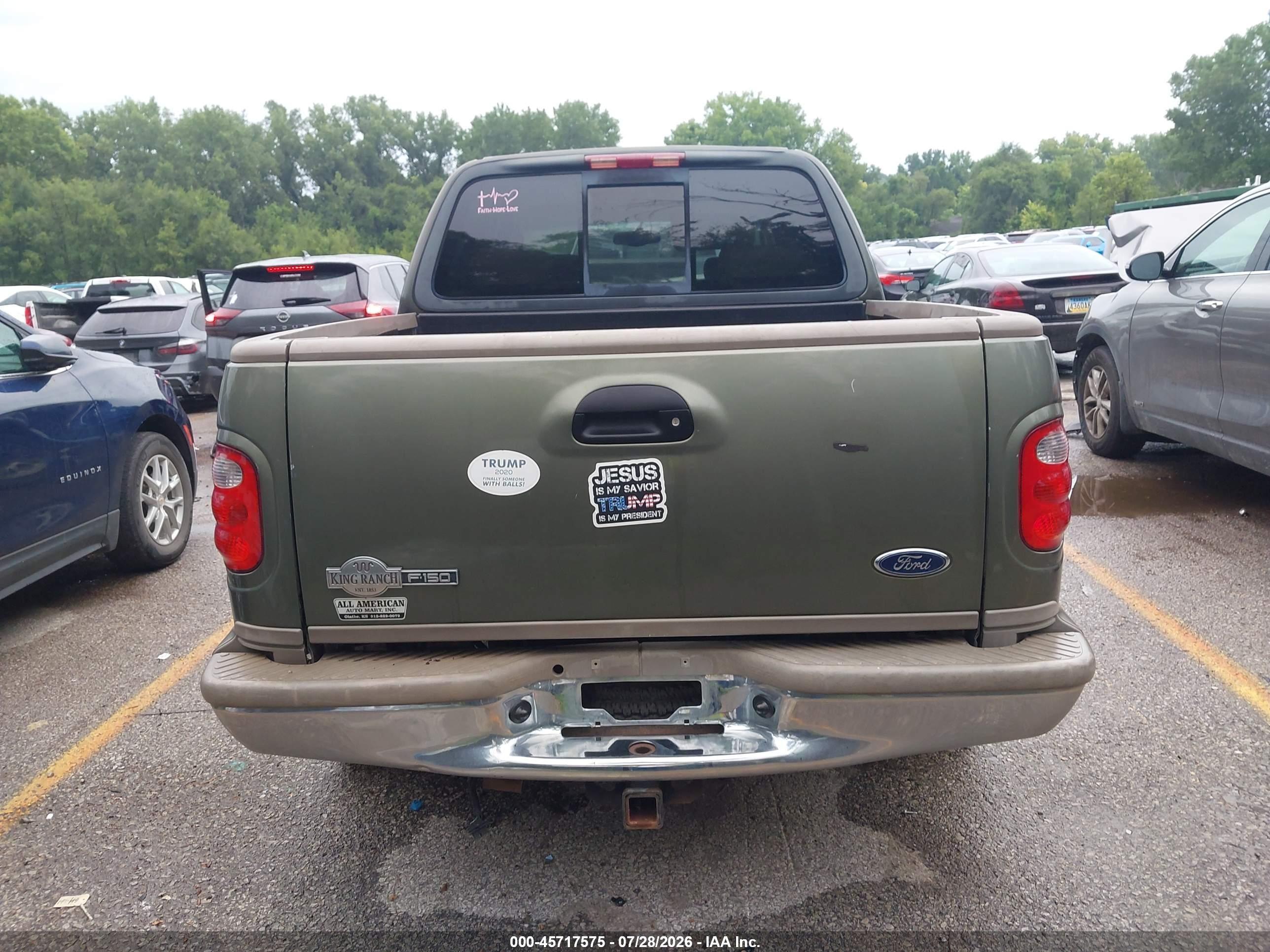 2002 Ford F-150 Lariat/xlt Green vin: 1FTRW07L52KD37910