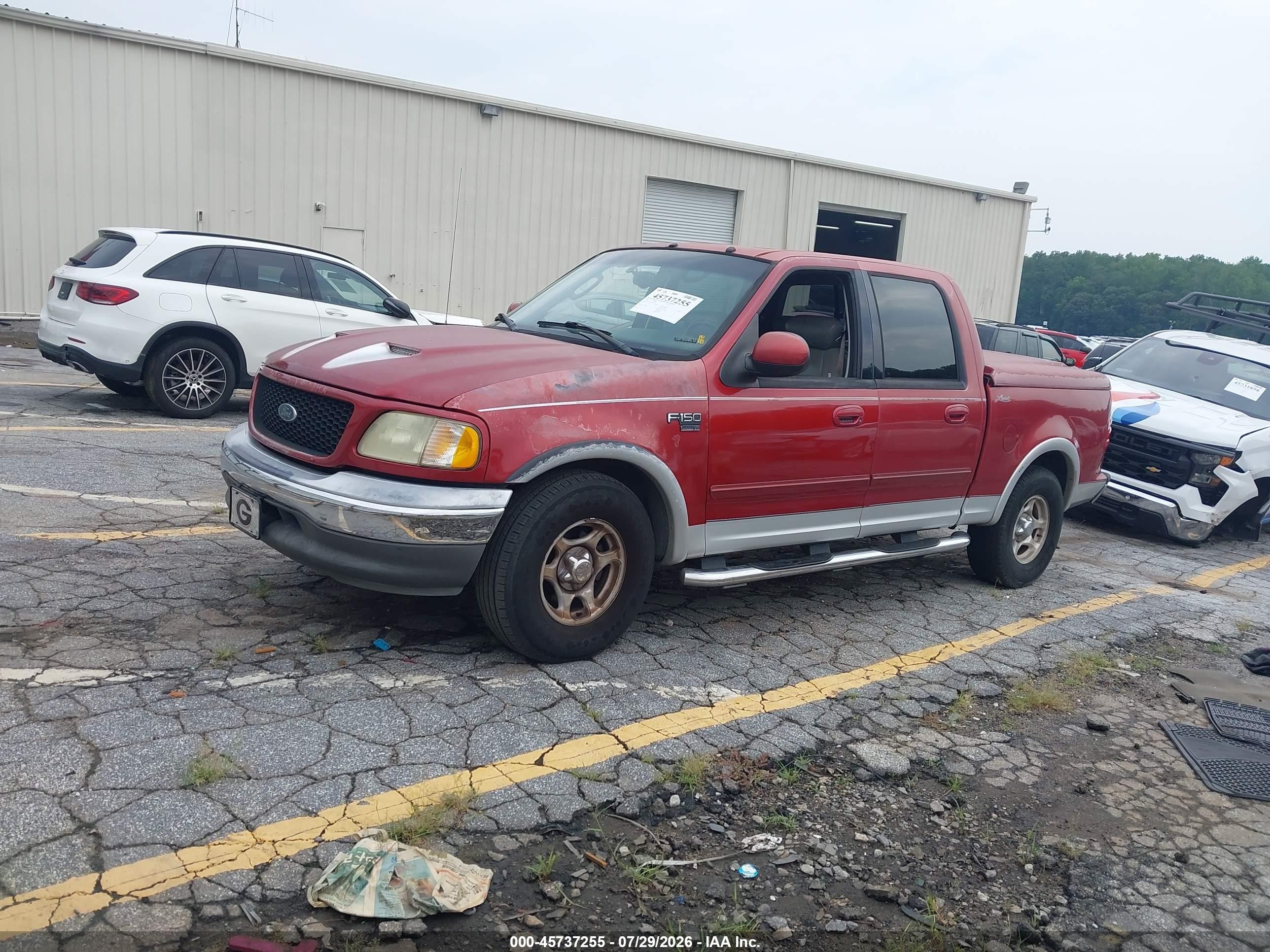 2002 Ford F-150 Lariat/xlt Red vin: 1FTRW07L72KE27575