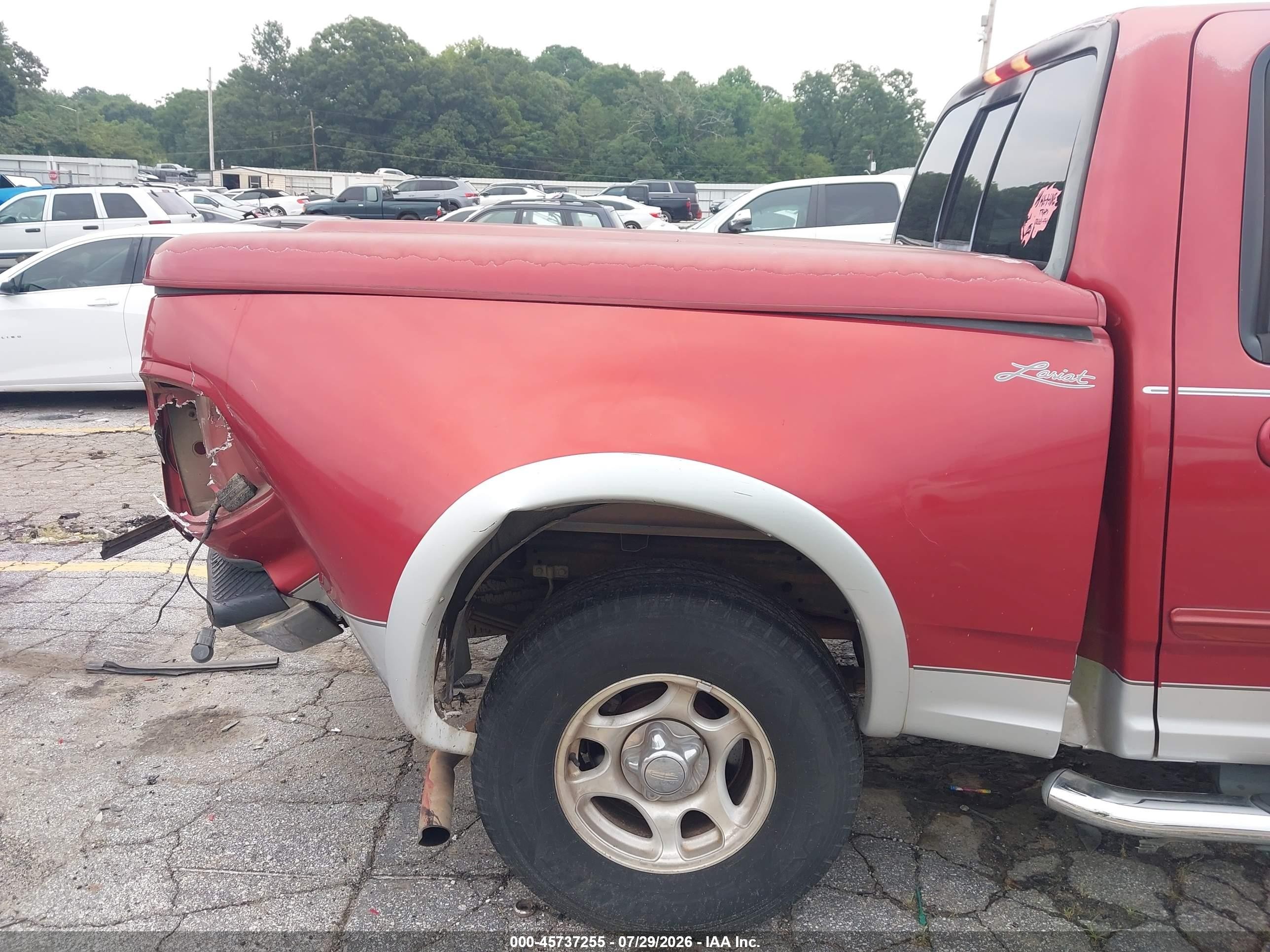 2002 Ford F-150 Lariat/xlt Red vin: 1FTRW07L72KE27575