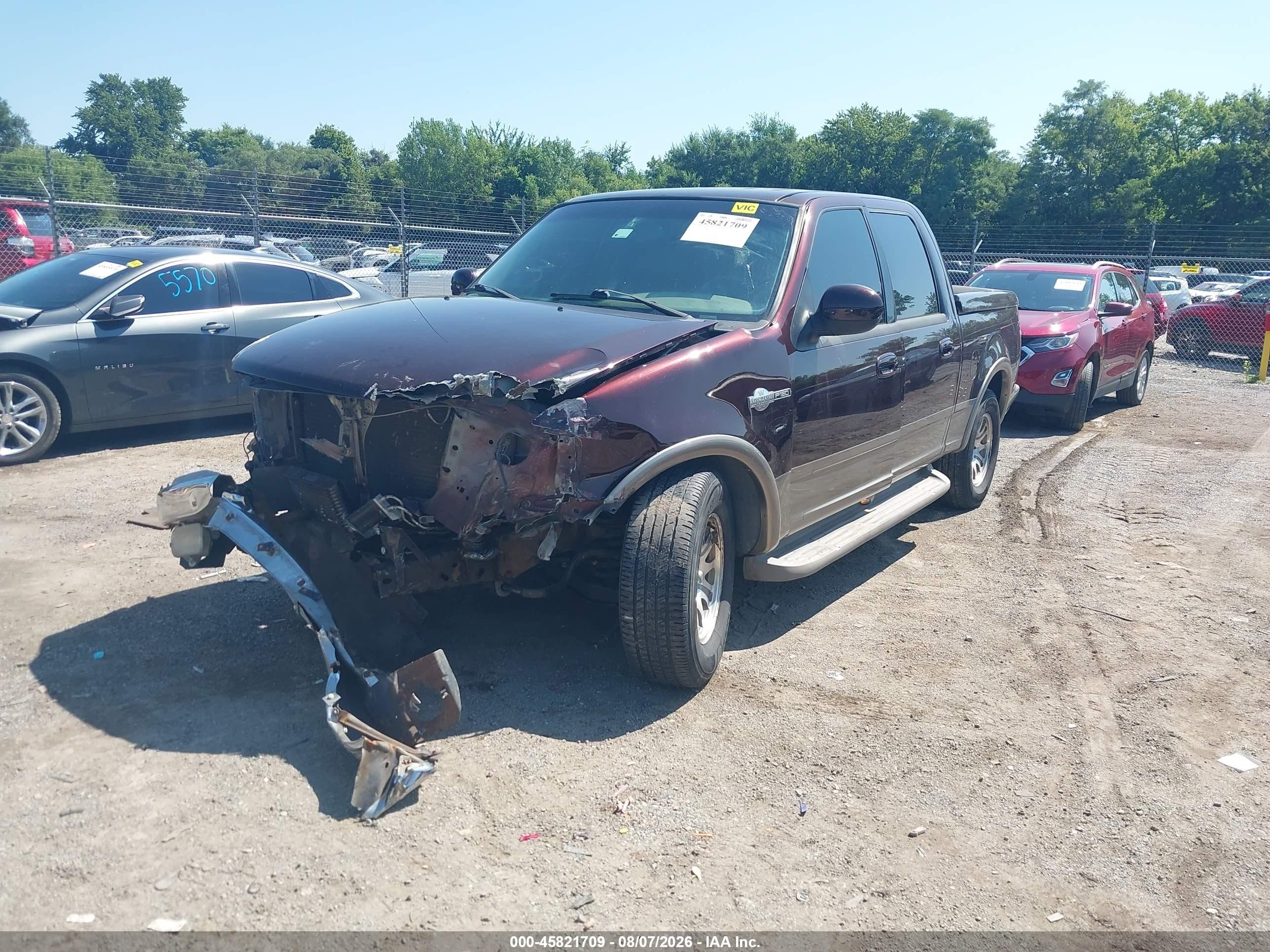 2001 Ford F-150 Harley-davidson Edition/king Ranch Edition/lariat/xlt Burgundy vin: 1FTRW07L81KA22887