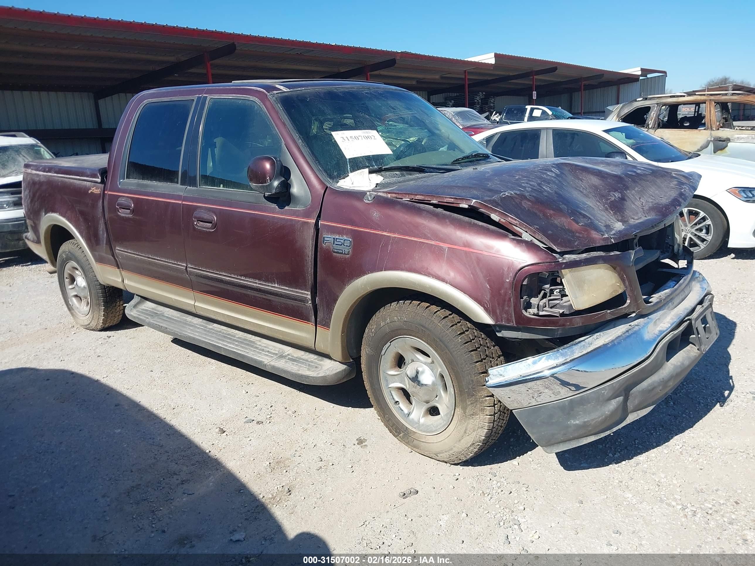 2001 Ford F-150 Supercrew Xlt/harley-davidson/lariat/king Ranch Темно-бордовый vin: 1FTRW07LX1KE33109