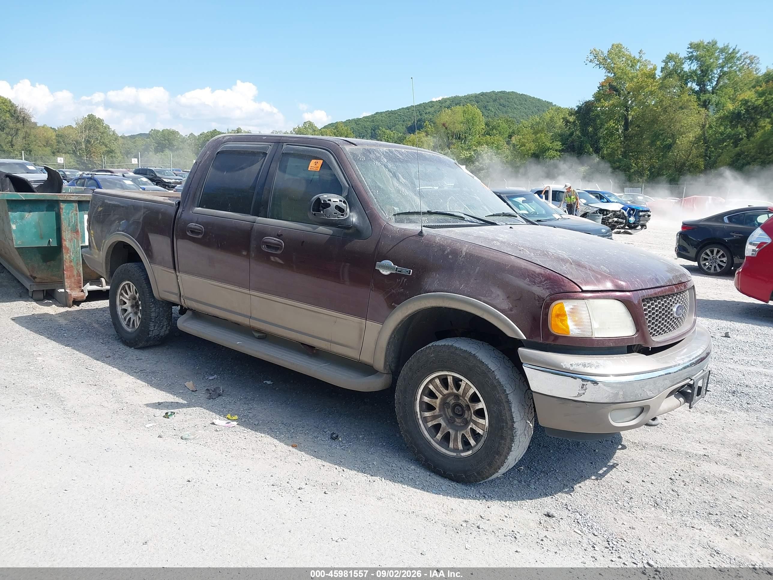2001 Ford F-150 King Ranch Edition/lariat/xlt Burgundy vin: 1FTRW08L01KA17584