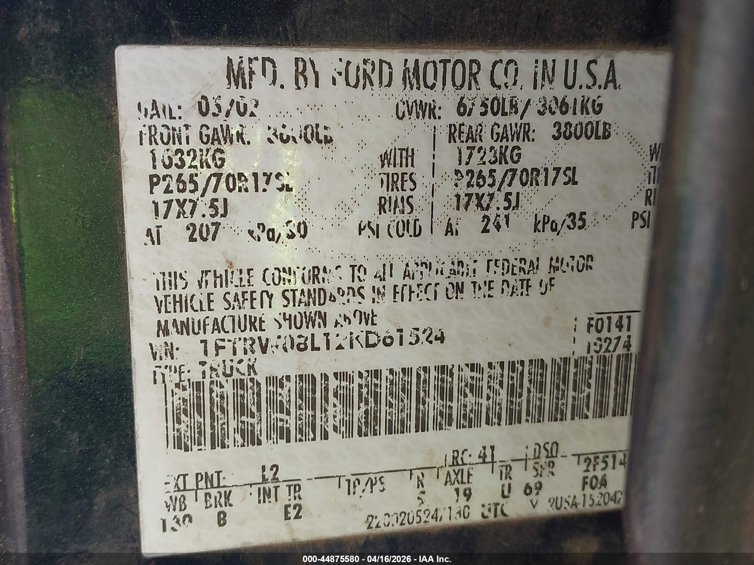 2002 Ford F-150 Lariat/xlt Blue vin: 1FTRW08L12KD61524