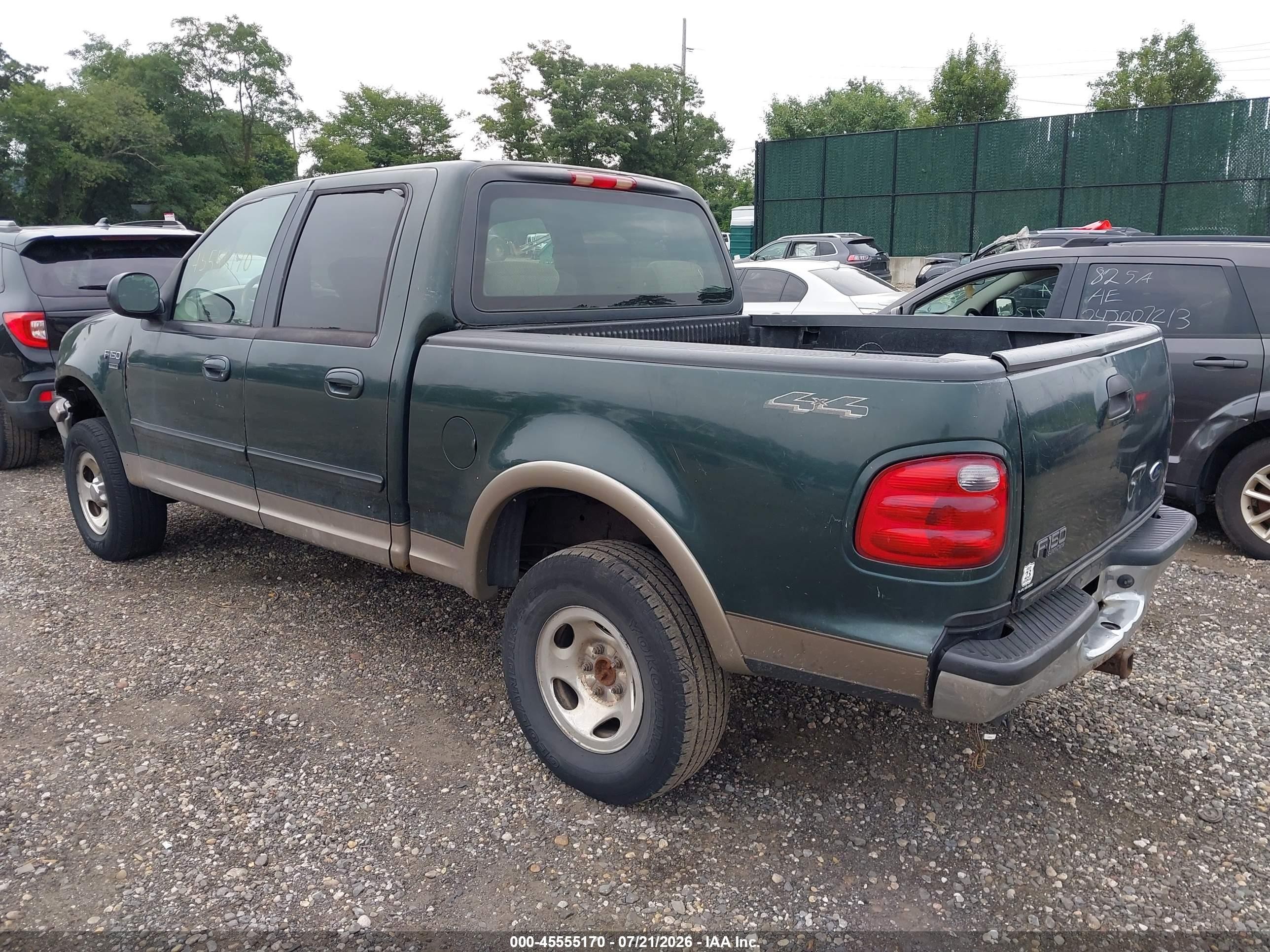 2001 Ford F-150 King Ranch Edition/lariat/xlt Green vin: 1FTRW08L21KC62192