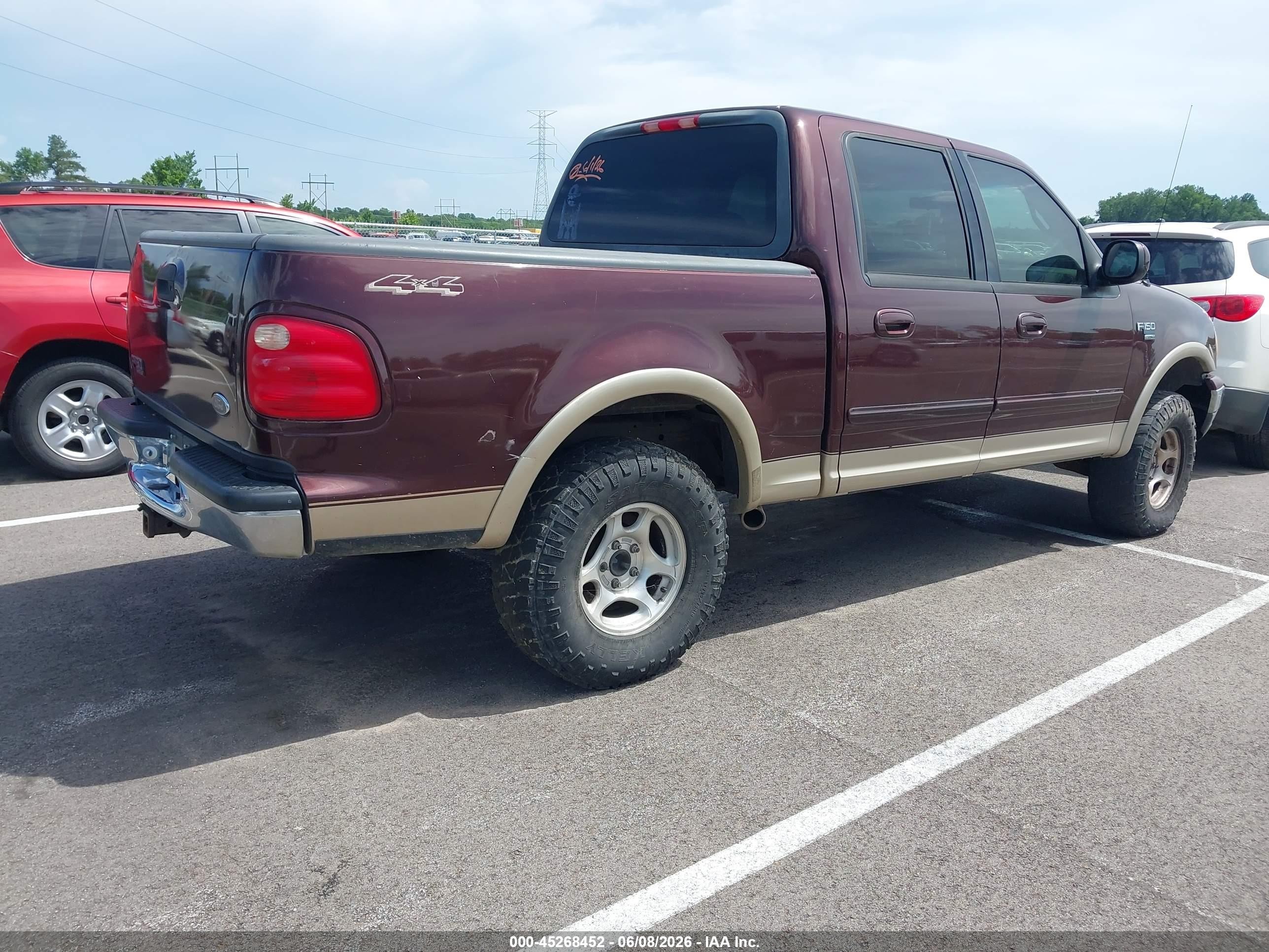 2001 Ford F-150 Supercrew King Ranch/lariat/xlt Burgundy vin: 1FTRW08L31KD55075