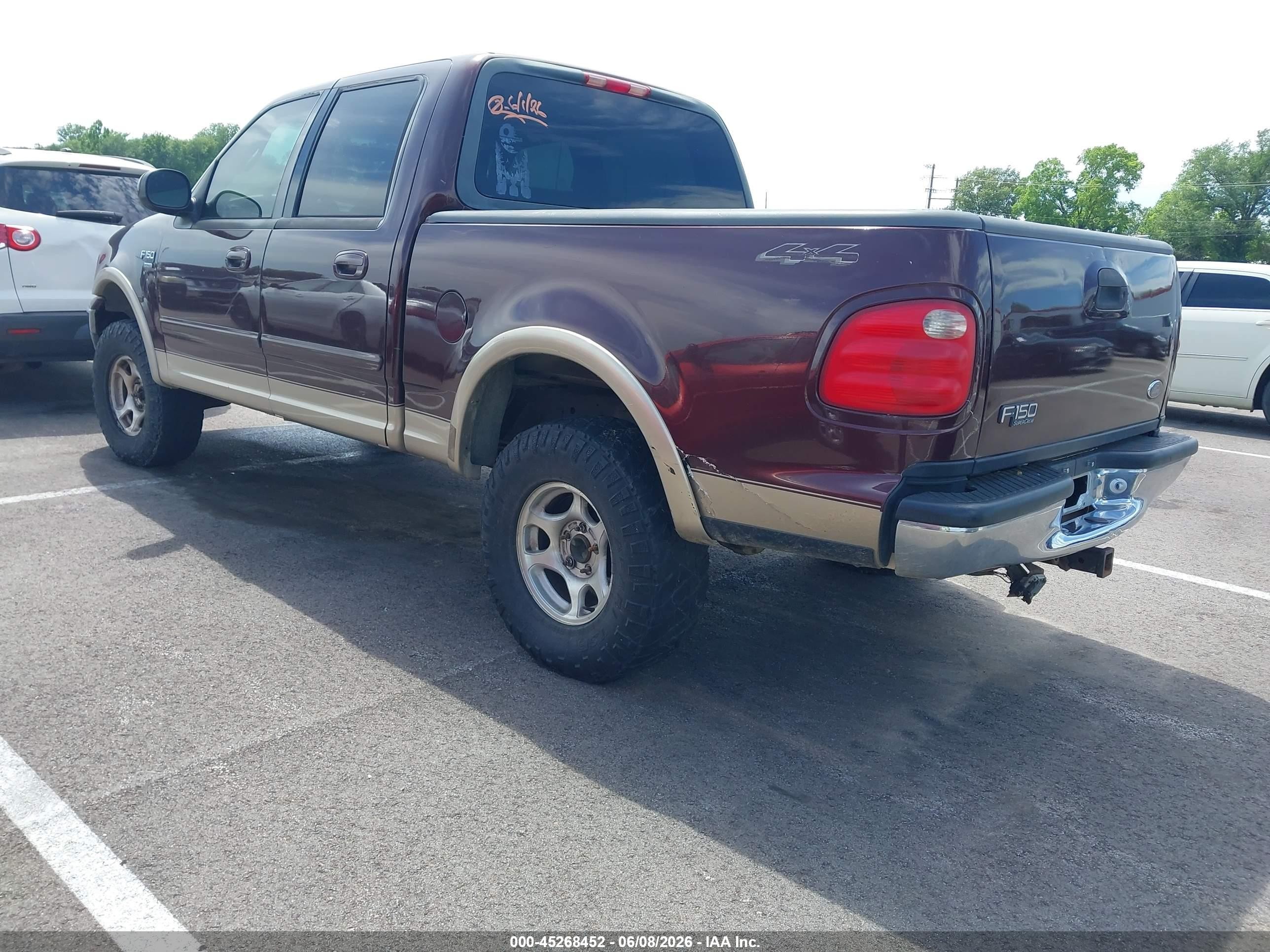 2001 Ford F-150 Supercrew King Ranch/lariat/xlt Burgundy vin: 1FTRW08L31KD55075