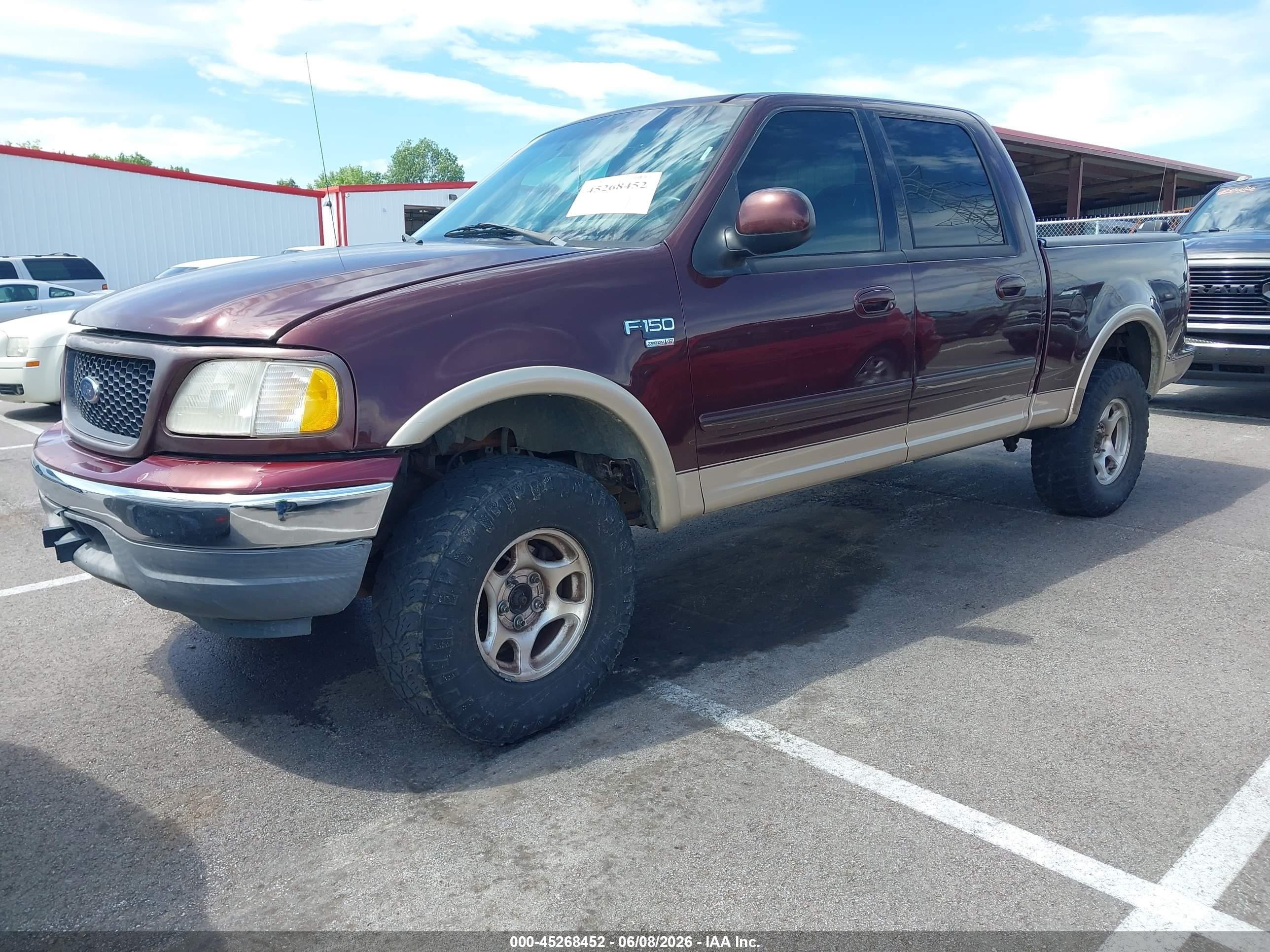 2001 Ford F-150 Supercrew King Ranch/lariat/xlt Burgundy vin: 1FTRW08L31KD55075