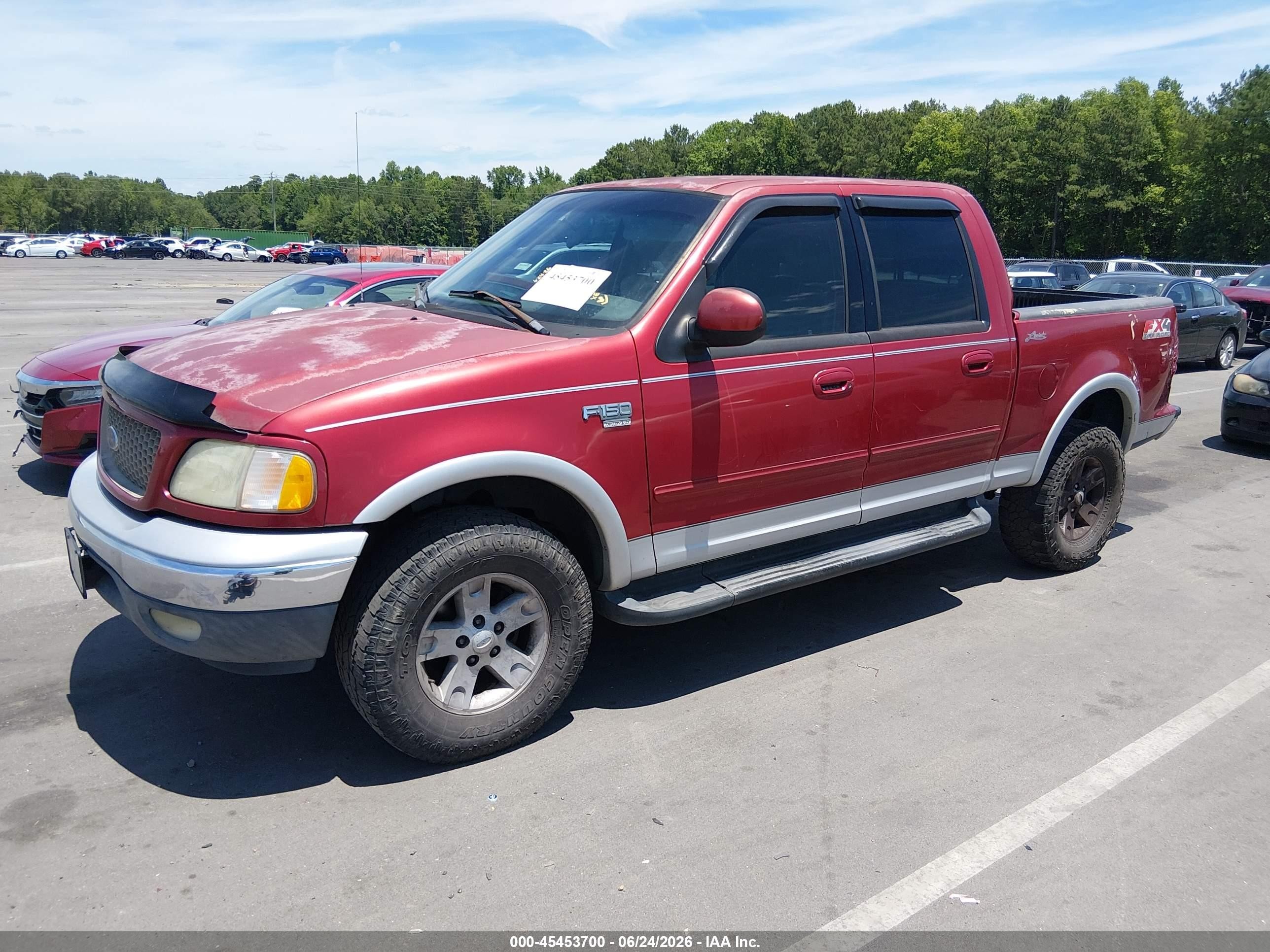 2002 Ford F-150 Lariat/xlt Red vin: 1FTRW08L32KC33155