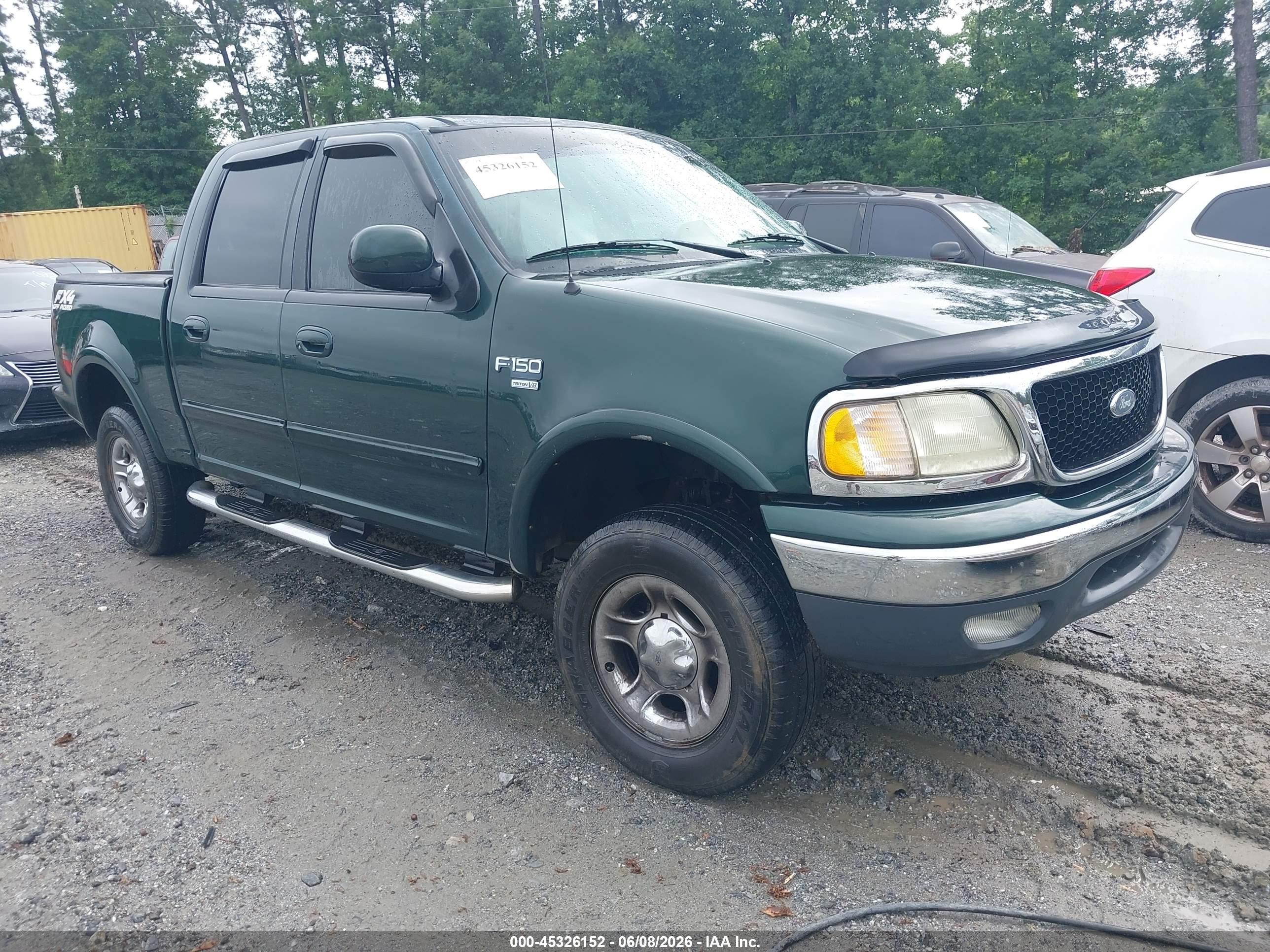 2002 Ford F-150 Lariat/xlt Зеленый vin: 1FTRW08L32KC53695