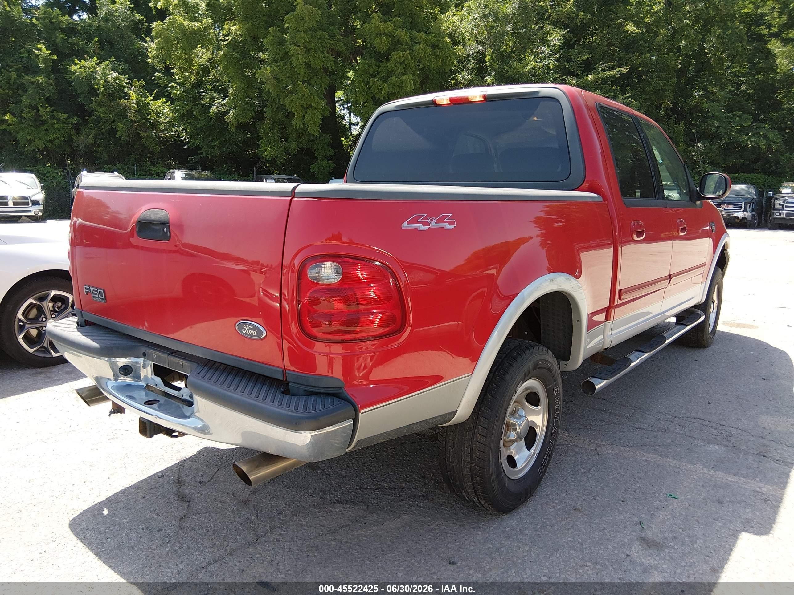2003 Ford F-150 Lariat/xlt Red vin: 1FTRW08L53KD65657