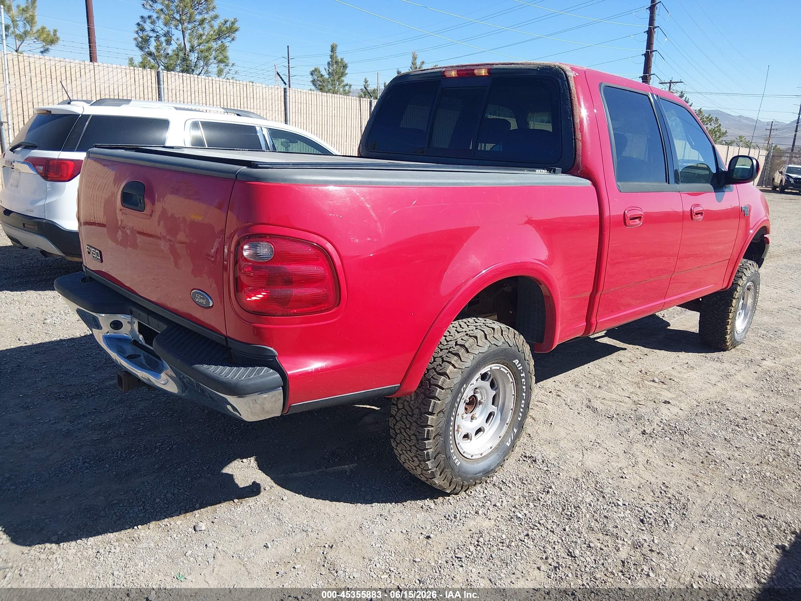 2001 Ford F-150 King Ranch Edition/lariat/xlt Red vin: 1FTRW08L61KB56778