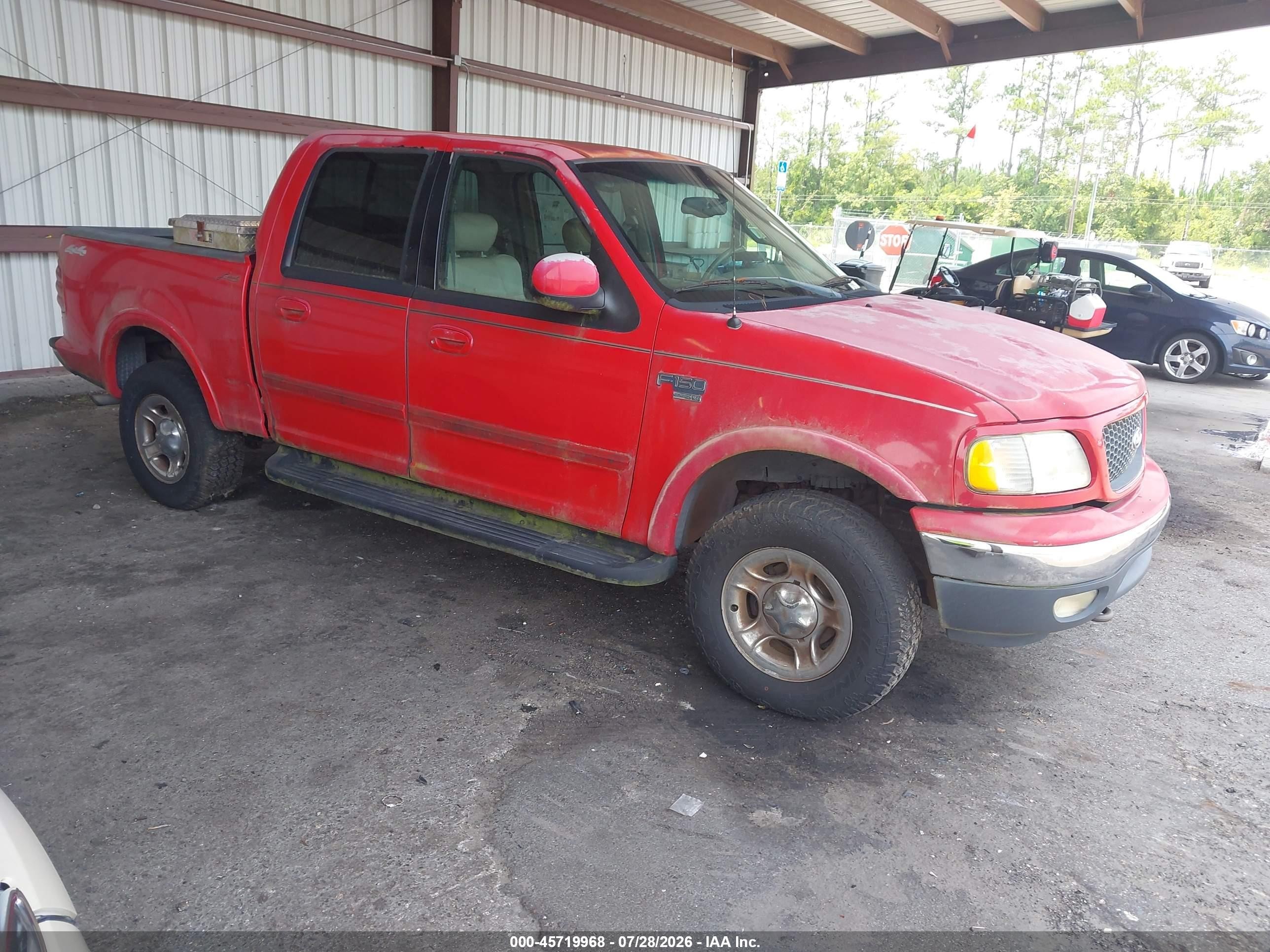 2001 Ford F-150 King Ranch Edition/lariat/xlt Red vin: 1FTRW08L61KF68201