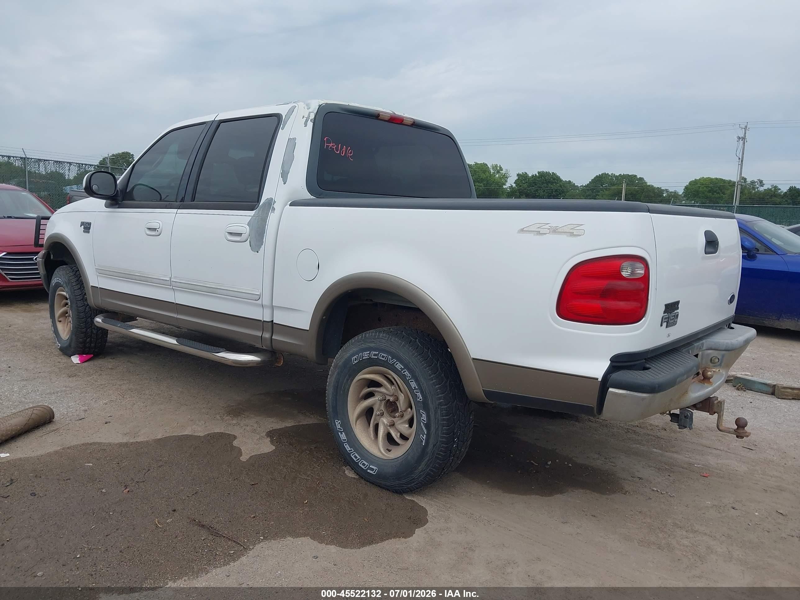2001 Ford F-150 King Ranch Edition/lariat/xlt White vin: 1FTRW08L71KB65778