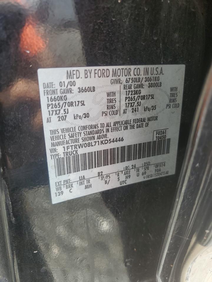 2001 Ford F150 Supercrew Черный vin: 1FTRW08L71KD54446