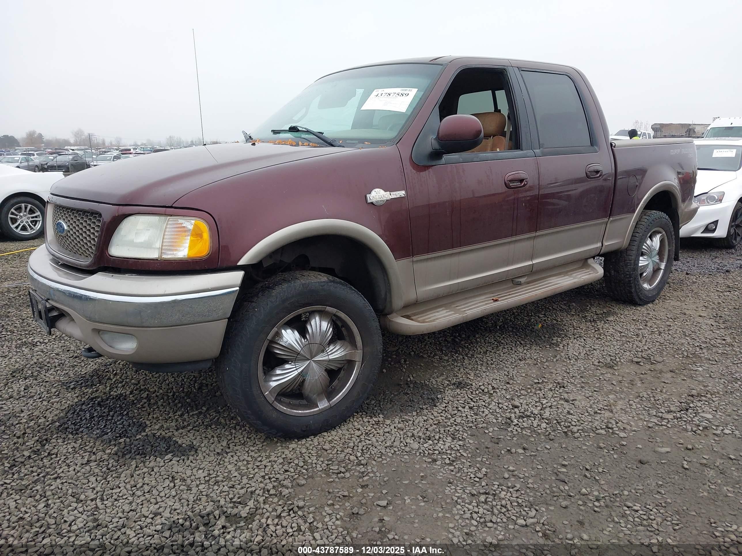 2001 Ford F-150 Supercrew King Ranch/lariat/xlt Maroon vin: 1FTRW08L81KA22824