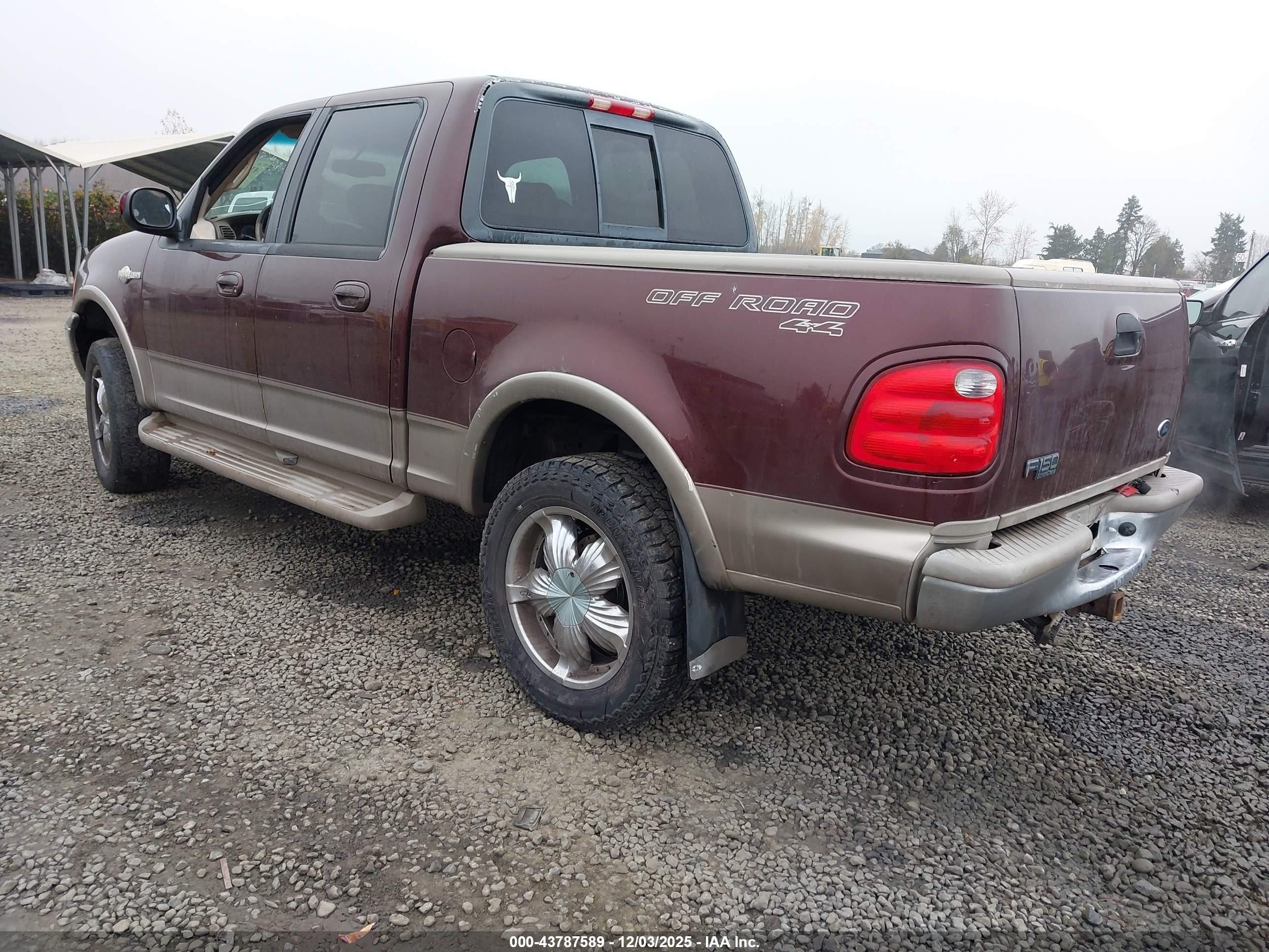 2001 Ford F-150 Supercrew King Ranch/lariat/xlt Maroon vin: 1FTRW08L81KA22824