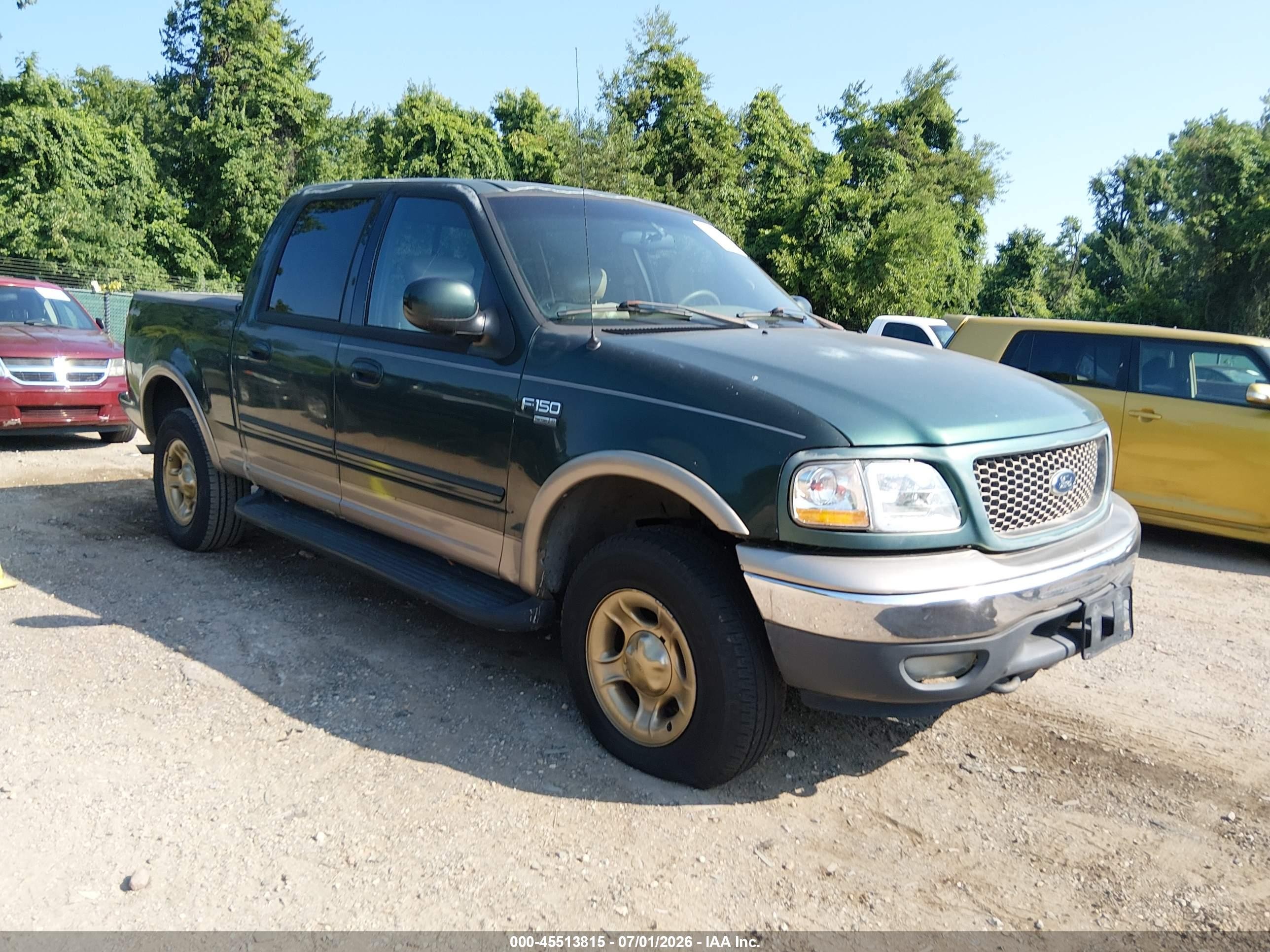 2001 Ford F-150 King Ranch Edition/lariat/xlt Green vin: 1FTRW08L91KB78354