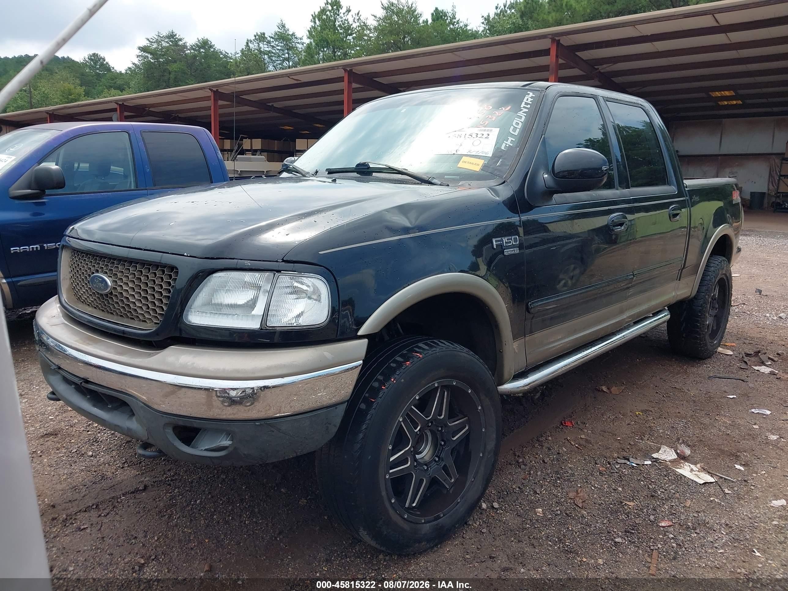 2002 Ford F-150 Lariat/xlt Black vin: 1FTRW08L92KE35305