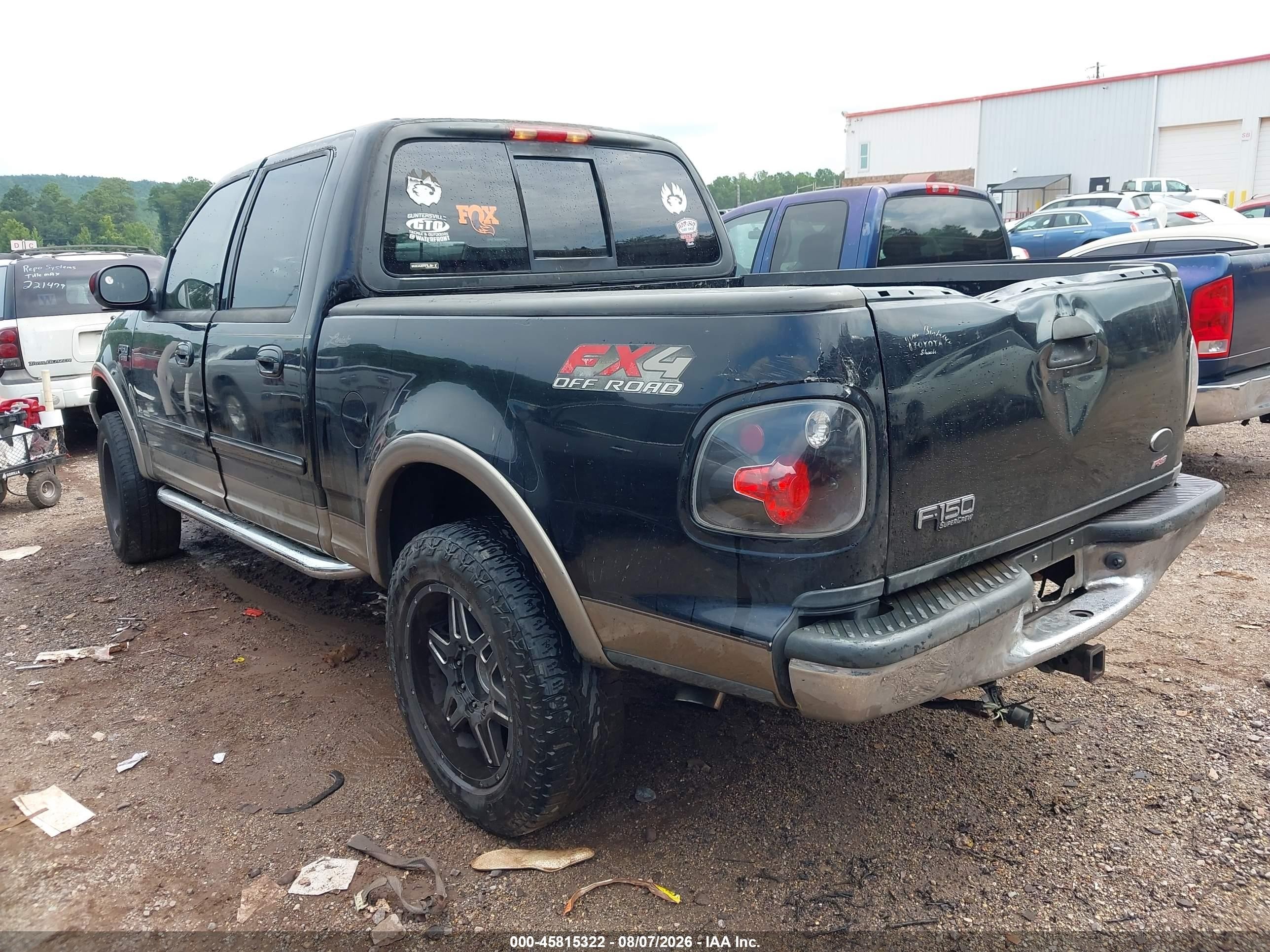 2002 Ford F-150 Lariat/xlt Black vin: 1FTRW08L92KE35305