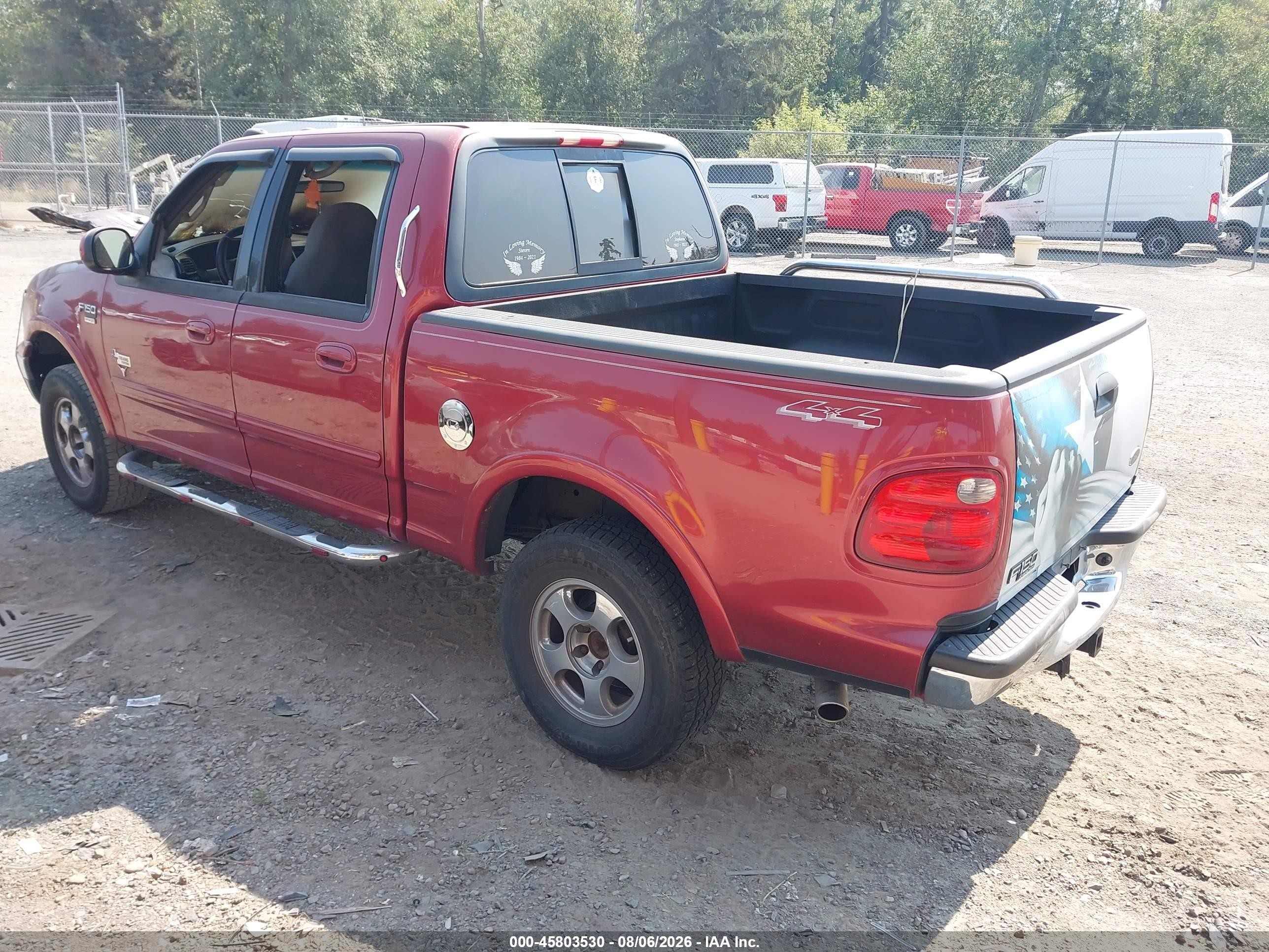 2001 Ford F-150 King Ranch Edition/lariat/xlt Red vin: 1FTRW08LX1KE31052