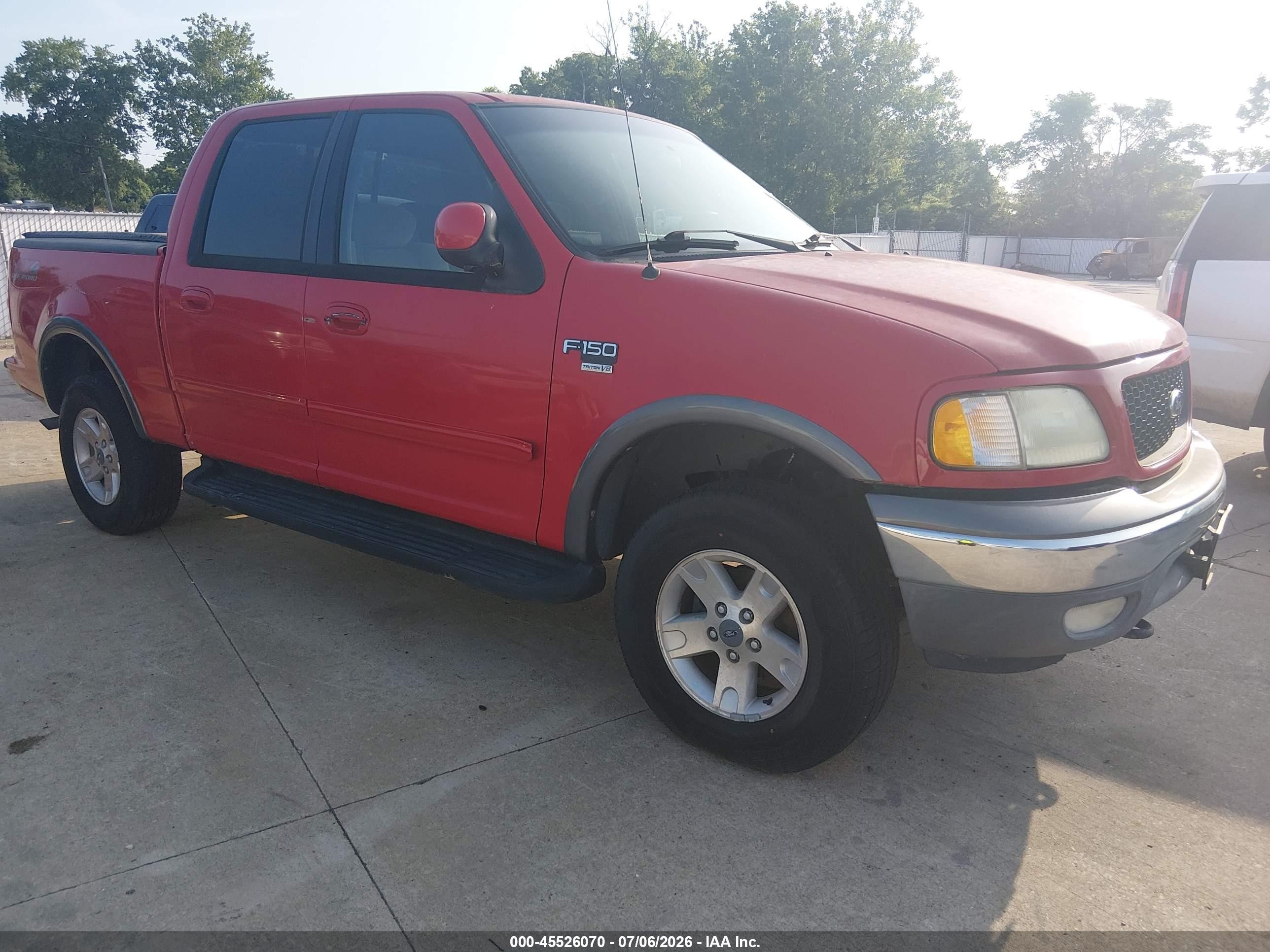 2002 Ford F-150 Lariat/xlt Красный vin: 1FTRW08LX2KB69762