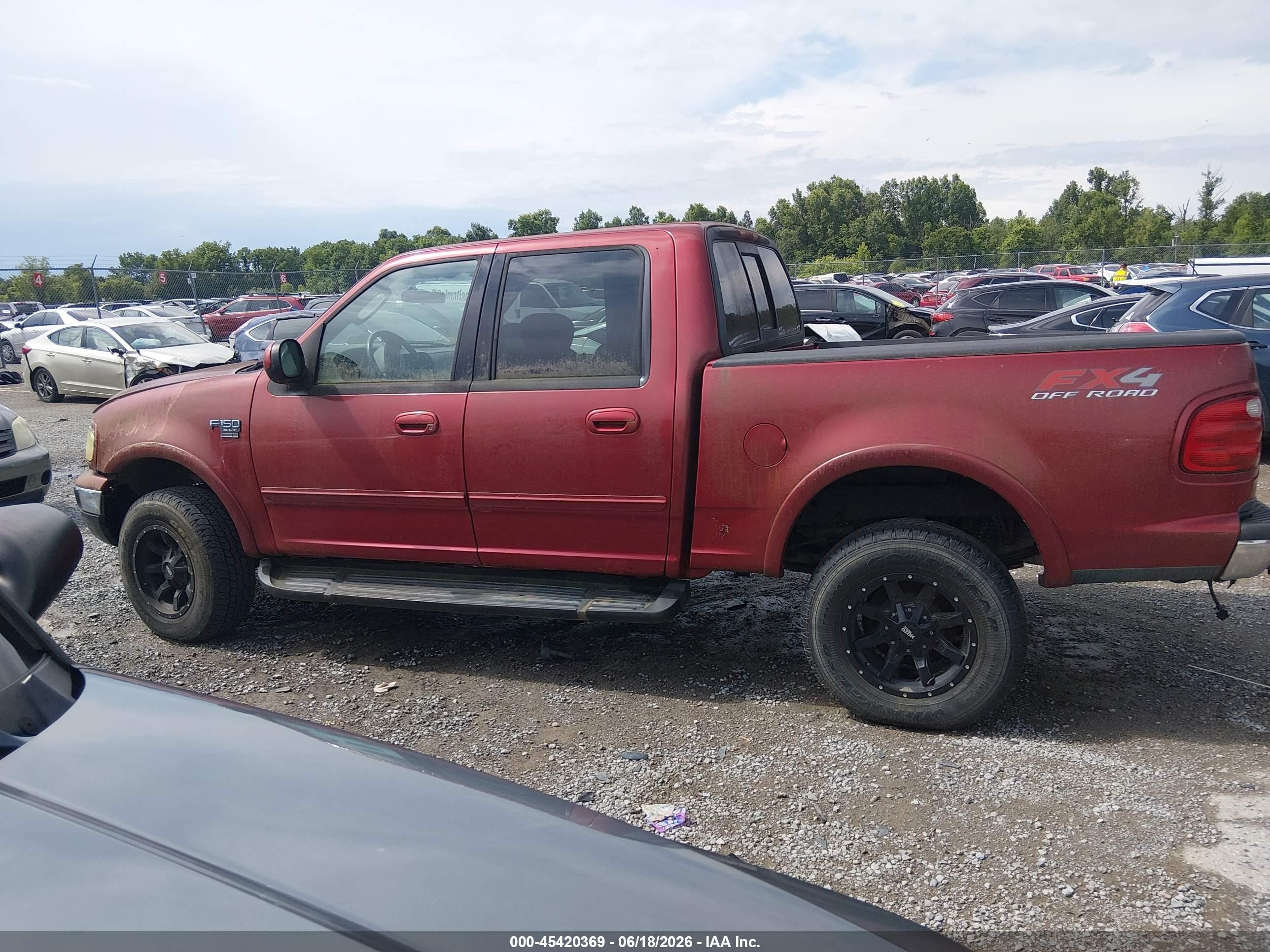 2003 Ford F-150 Lariat/xlt Burgundy vin: 1FTRW08LX3KD04448