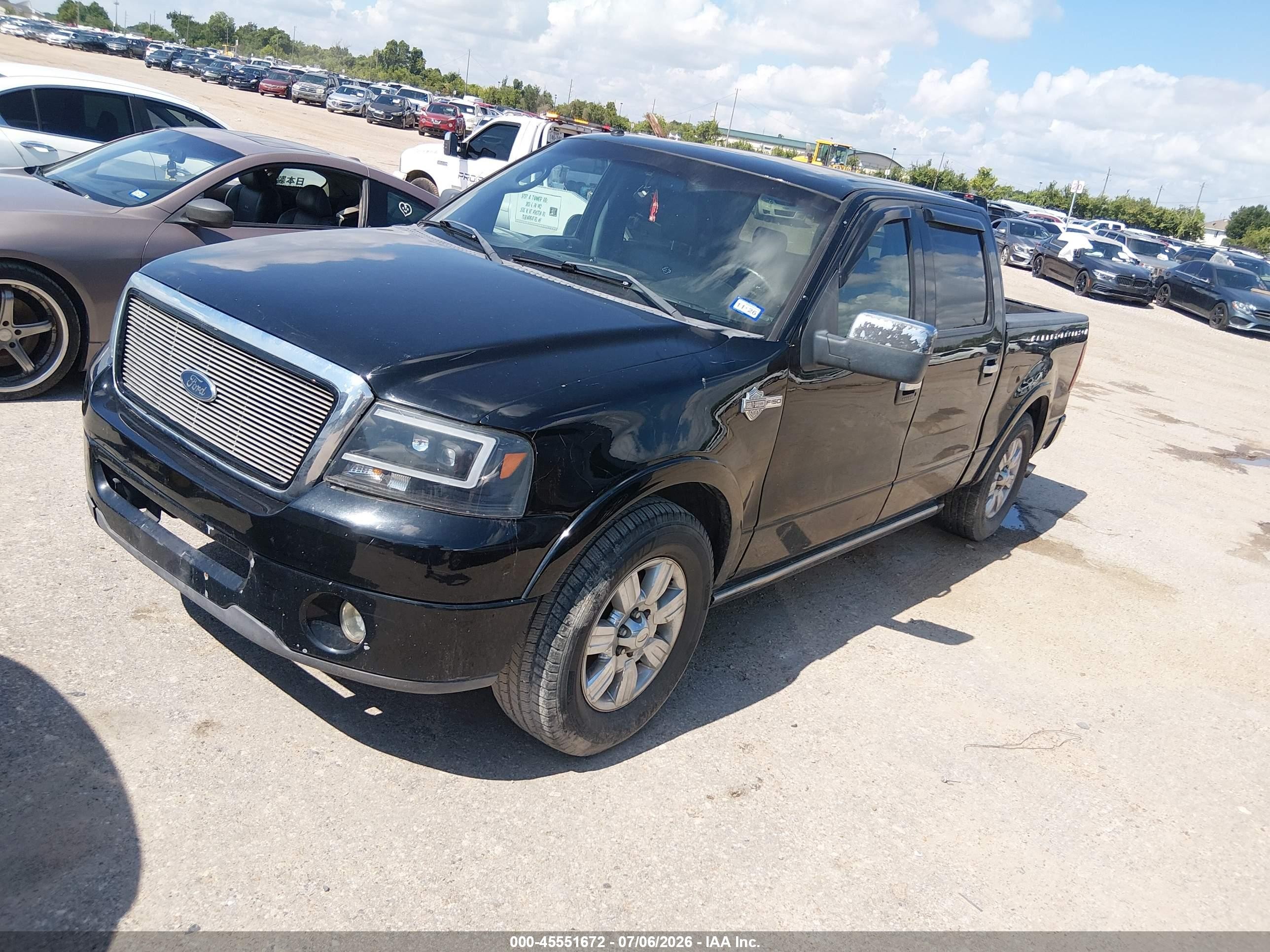 2007 Ford F-150 Lariat Black vin: 1FTRW12537FA17418