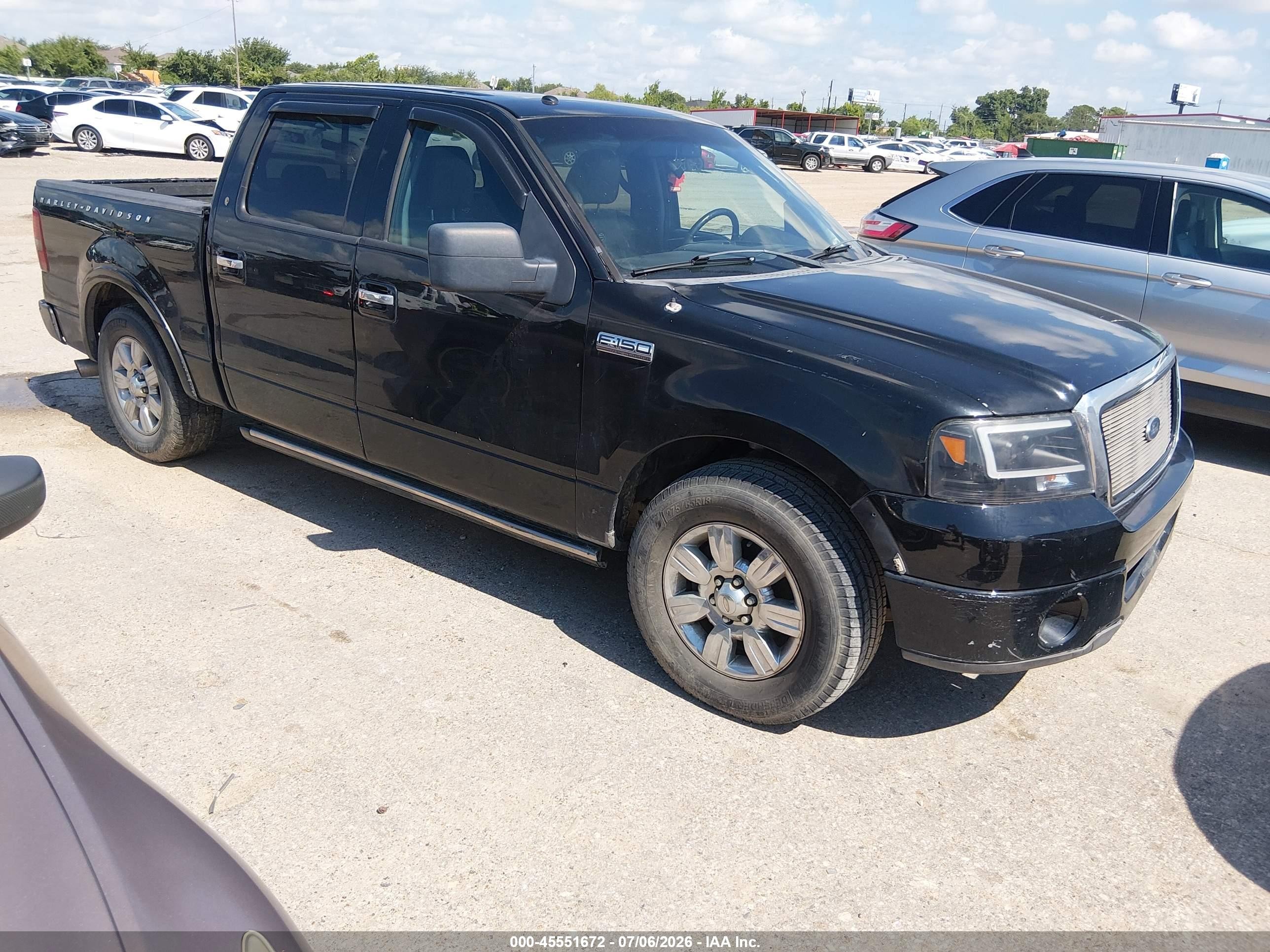 2007 Ford F-150 Lariat Black vin: 1FTRW12537FA17418