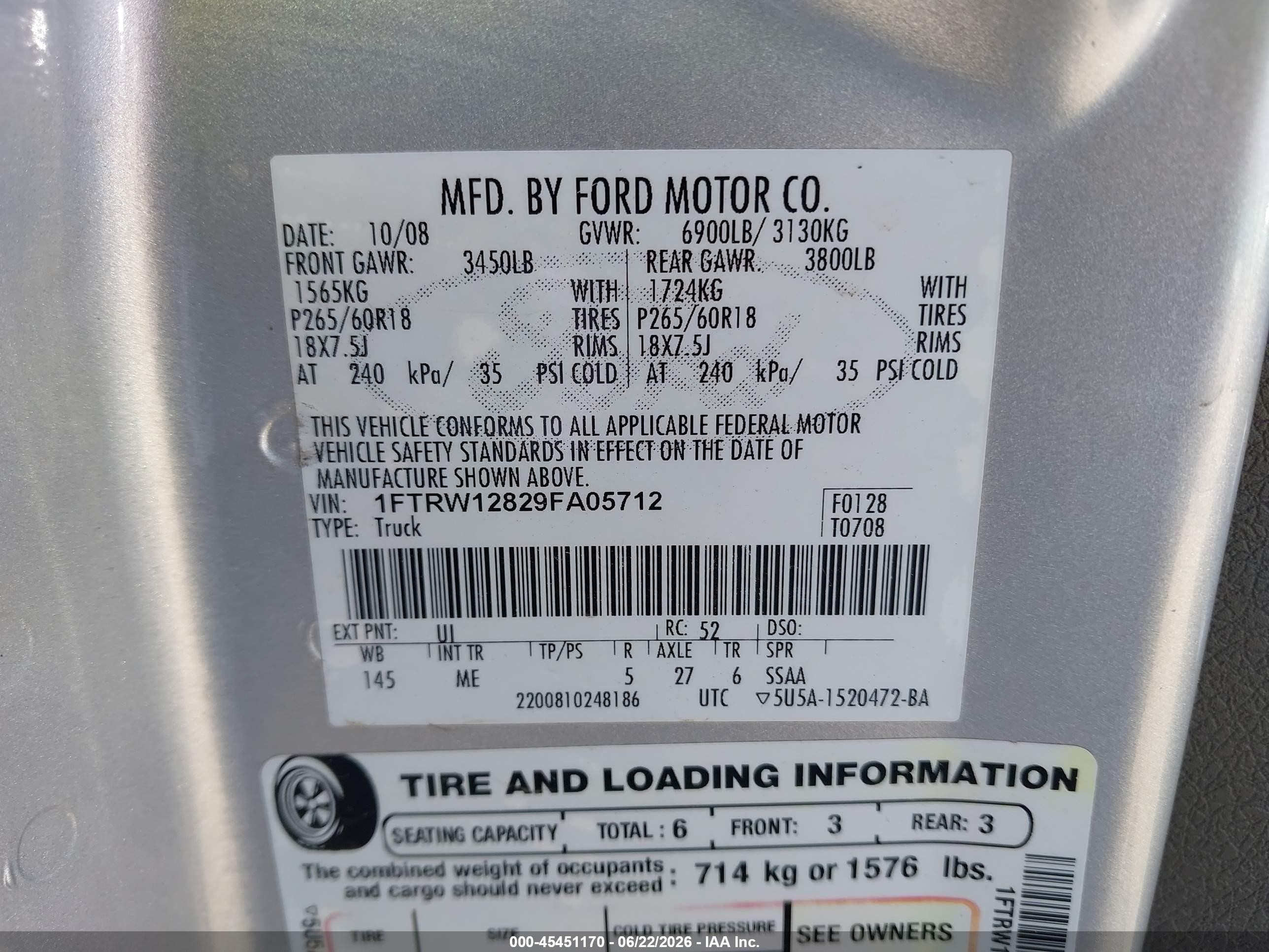2009 Ford F-150 Xl/xlt Silver vin: 1FTRW12829FA05712
