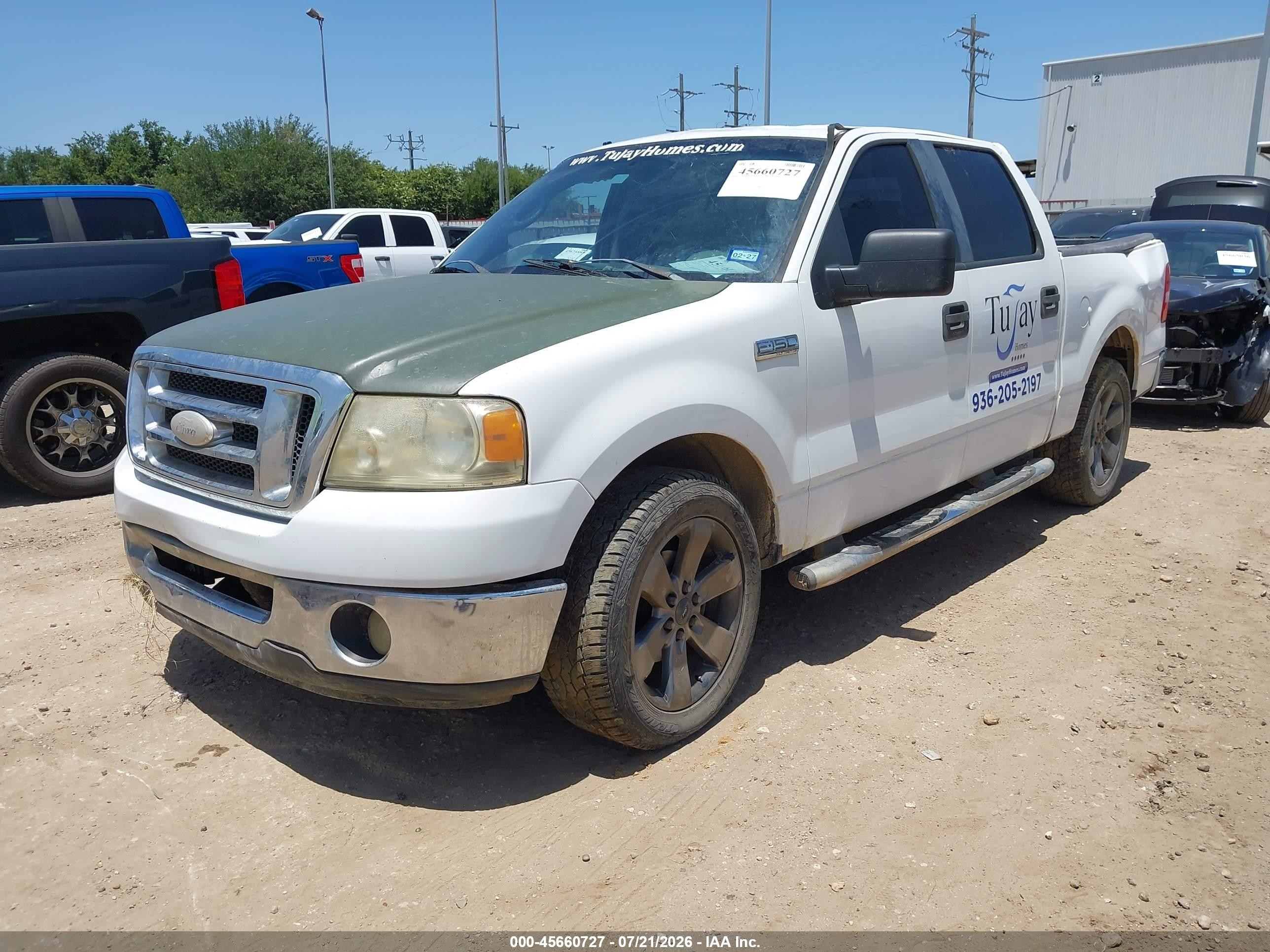 2007 Ford F-150 Xlt White vin: 1FTRW12W27KC72853