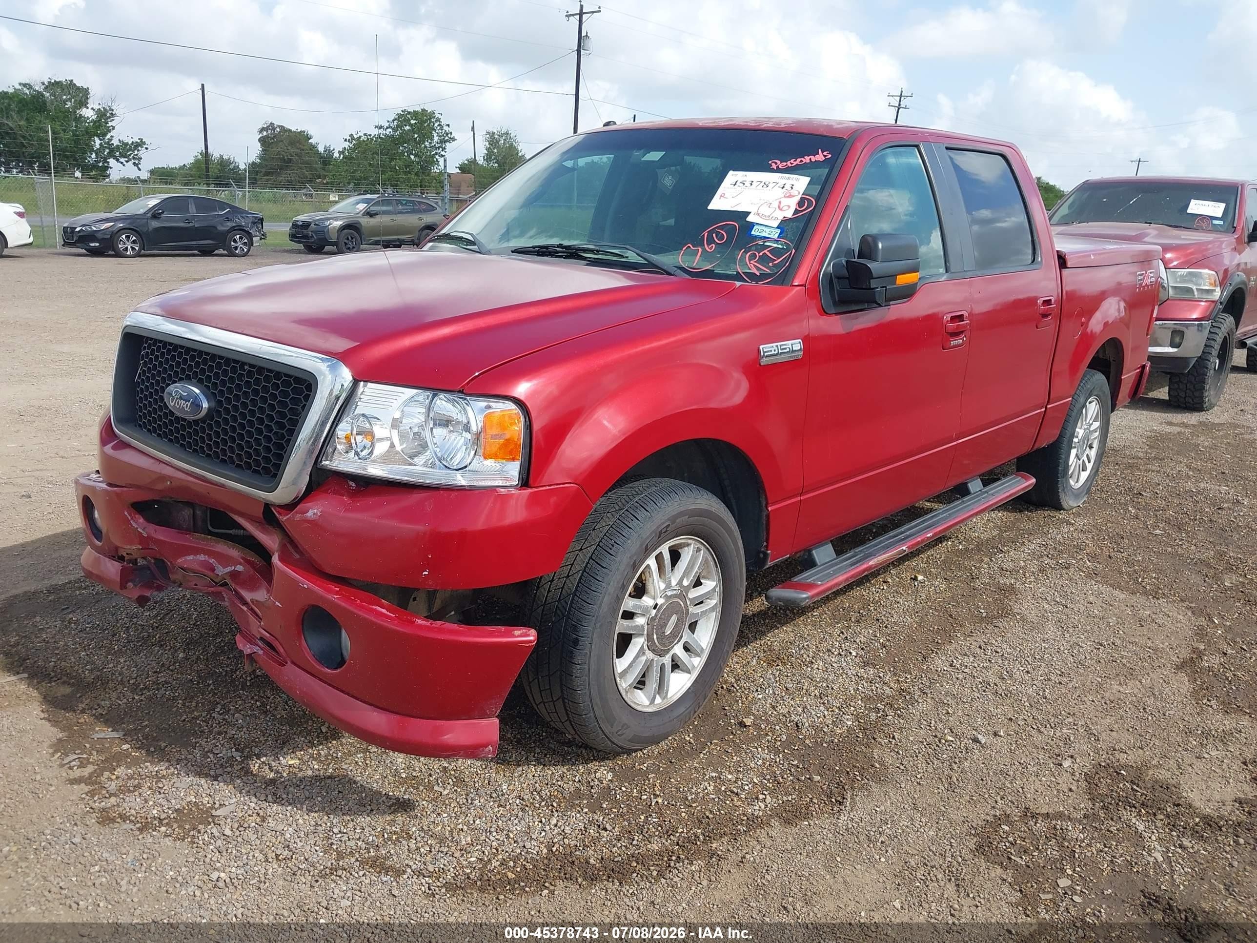 2007 Ford F-150 Fx2/xlt Red vin: 1FTRW12W47KD18926