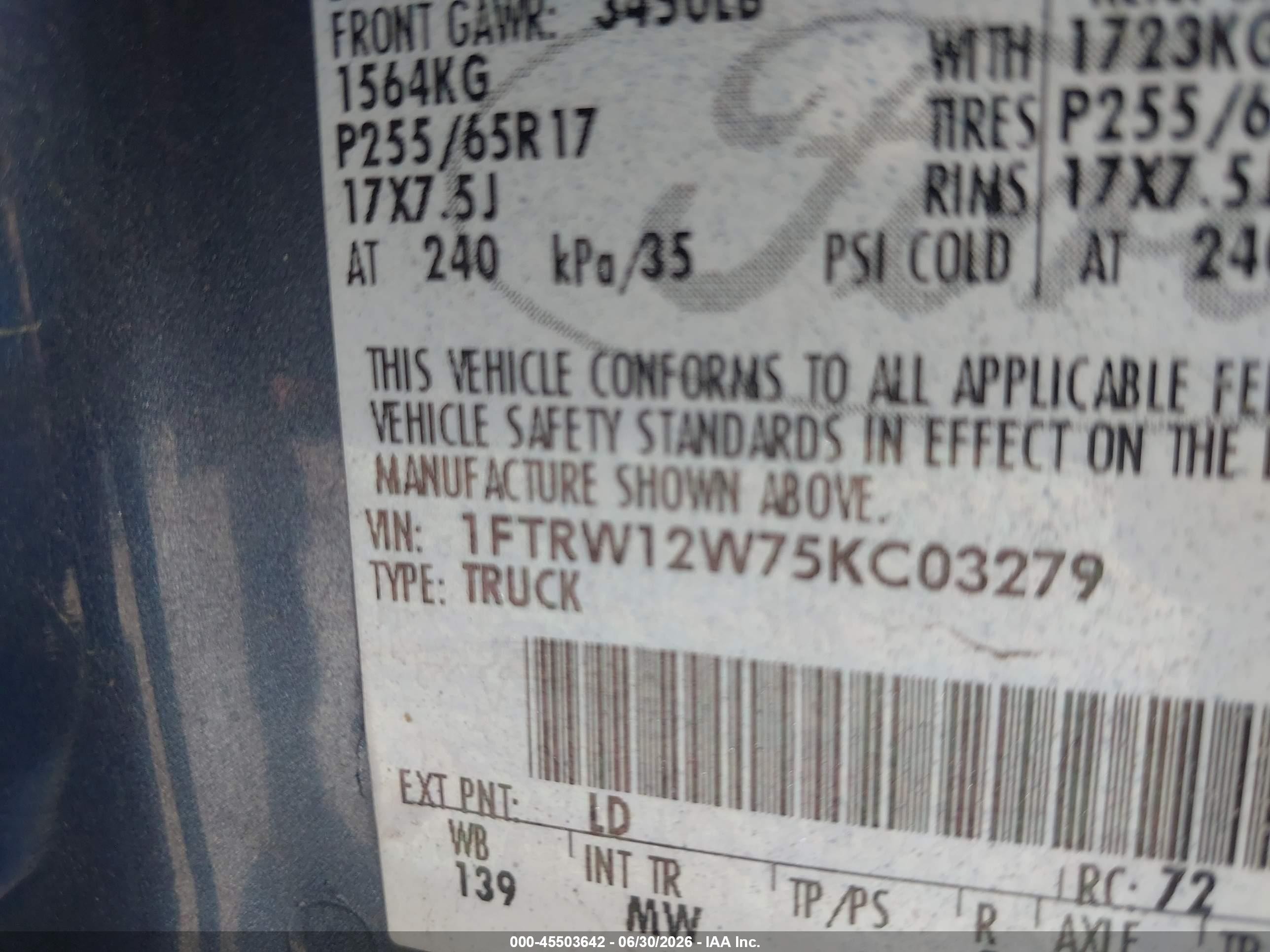 2005 Ford F-150 Xlt Blue vin: 1FTRW12W75KC03279