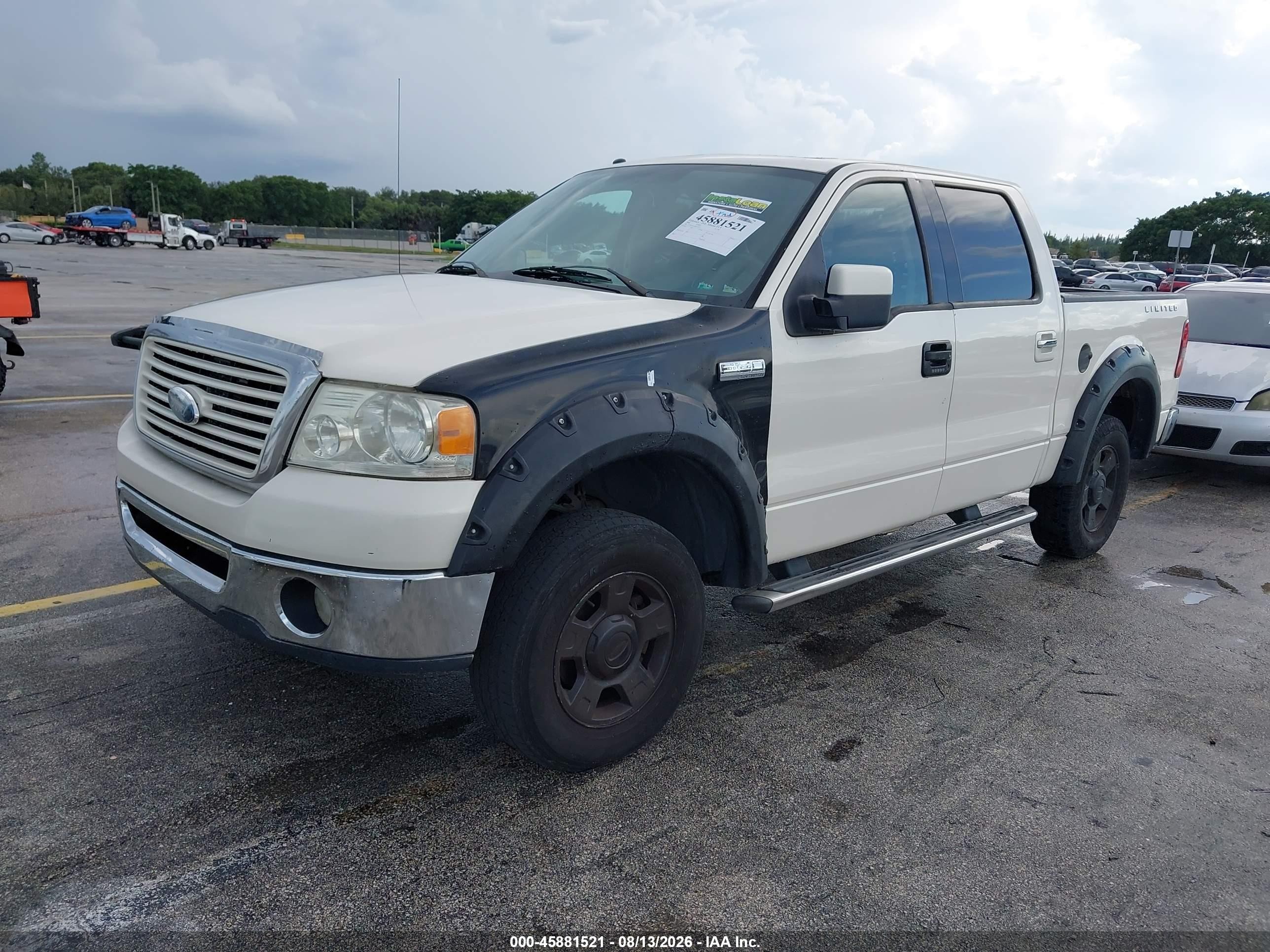 2008 Ford F-150 Lariat White vin: 1FTRW145X8FA18533