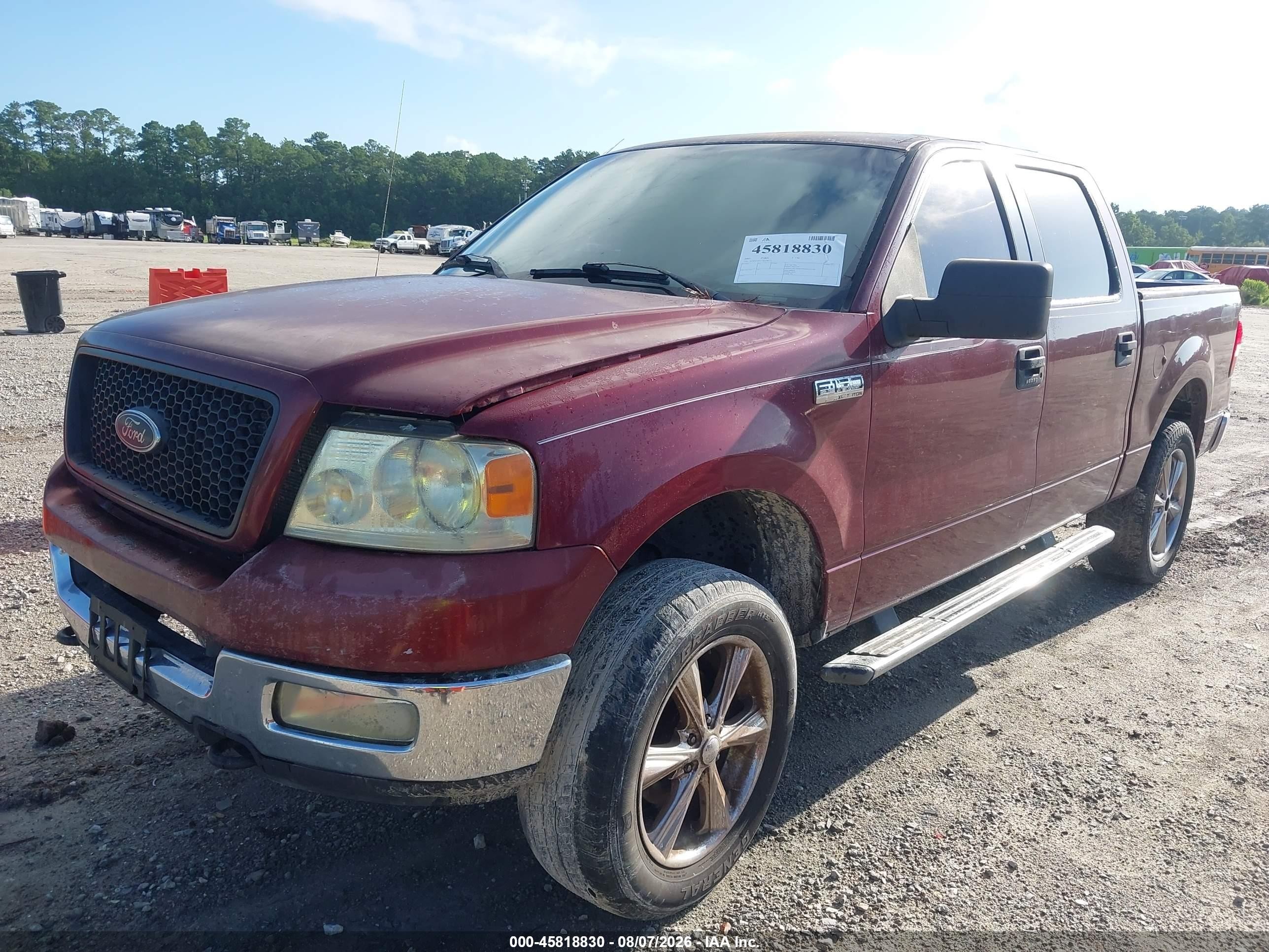2005 Ford F-150 Xlt Red vin: 1FTRW14W35KE99513