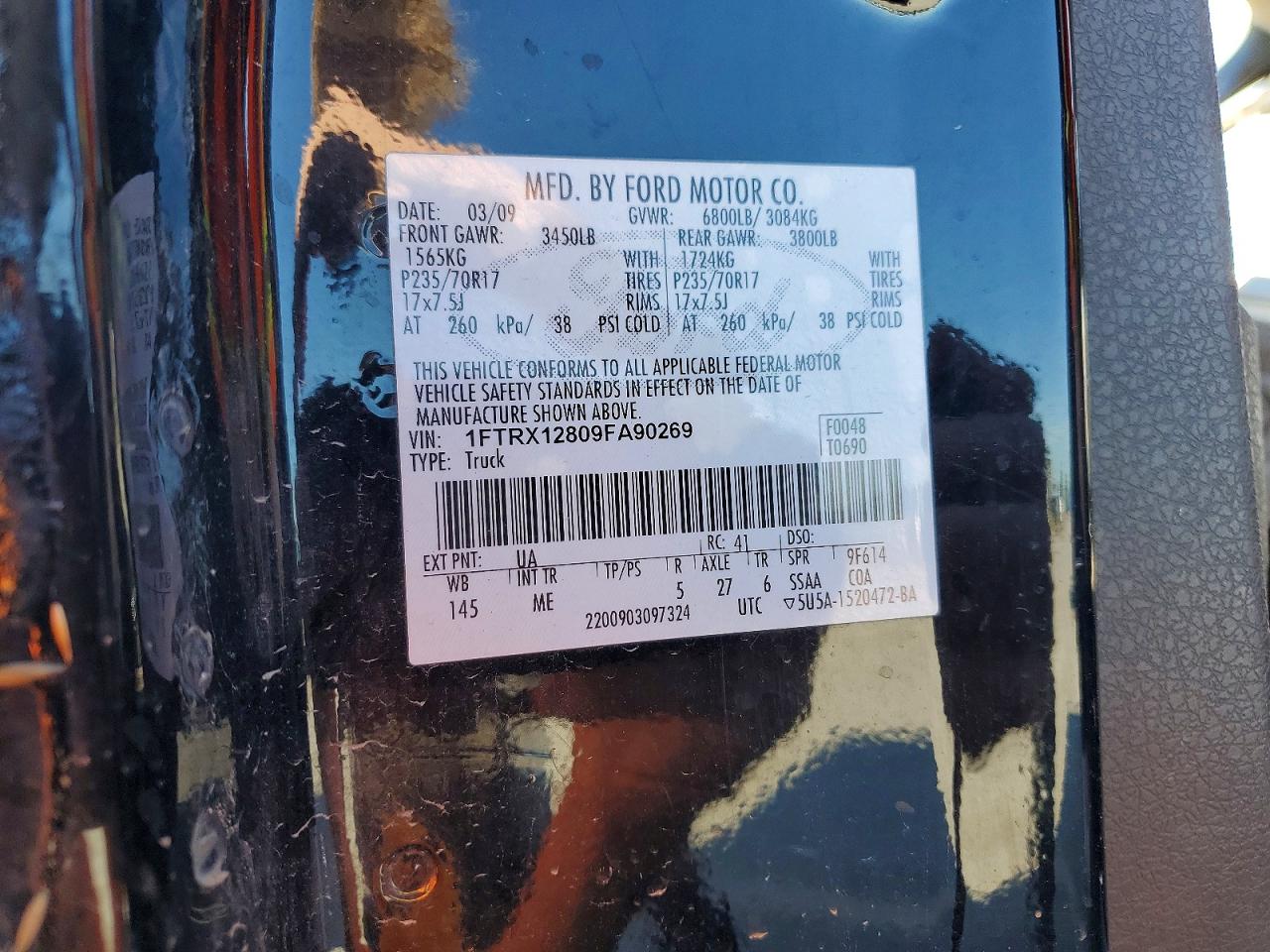 2009 Ford F150 Super Cab Black vin: 1FTRX12809FA90269