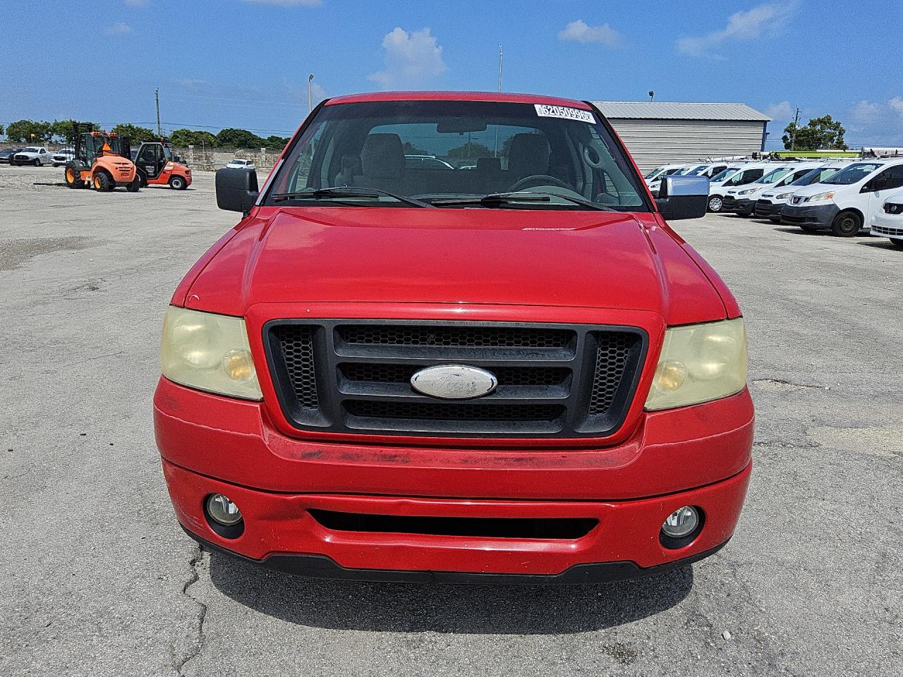 2008 Ford F150 Stx Red vin: 1FTRX12W08FC02985 Damage: Front Bumper Cover Upper, Peeling, > 12 Inches
