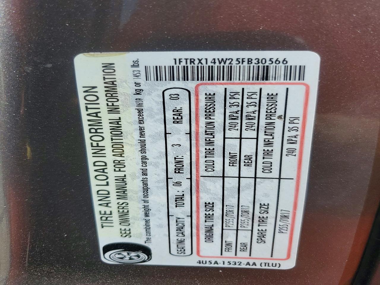 2005 Ford F150 Gray vin: 1FTRX14W25FB30566
