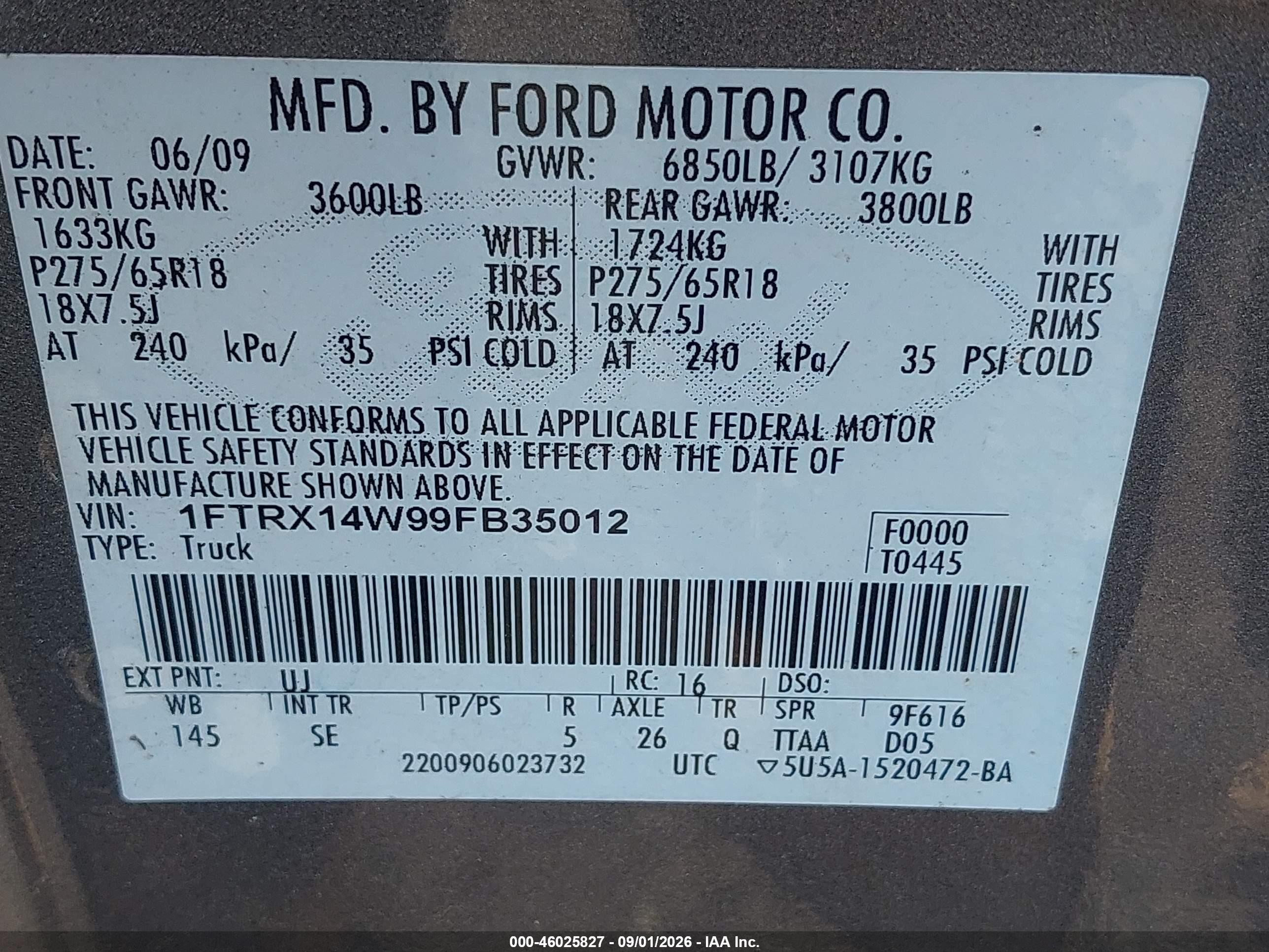 2009 Ford F-150 Stx/xl Gray vin: 1FTRX14W99FB35012