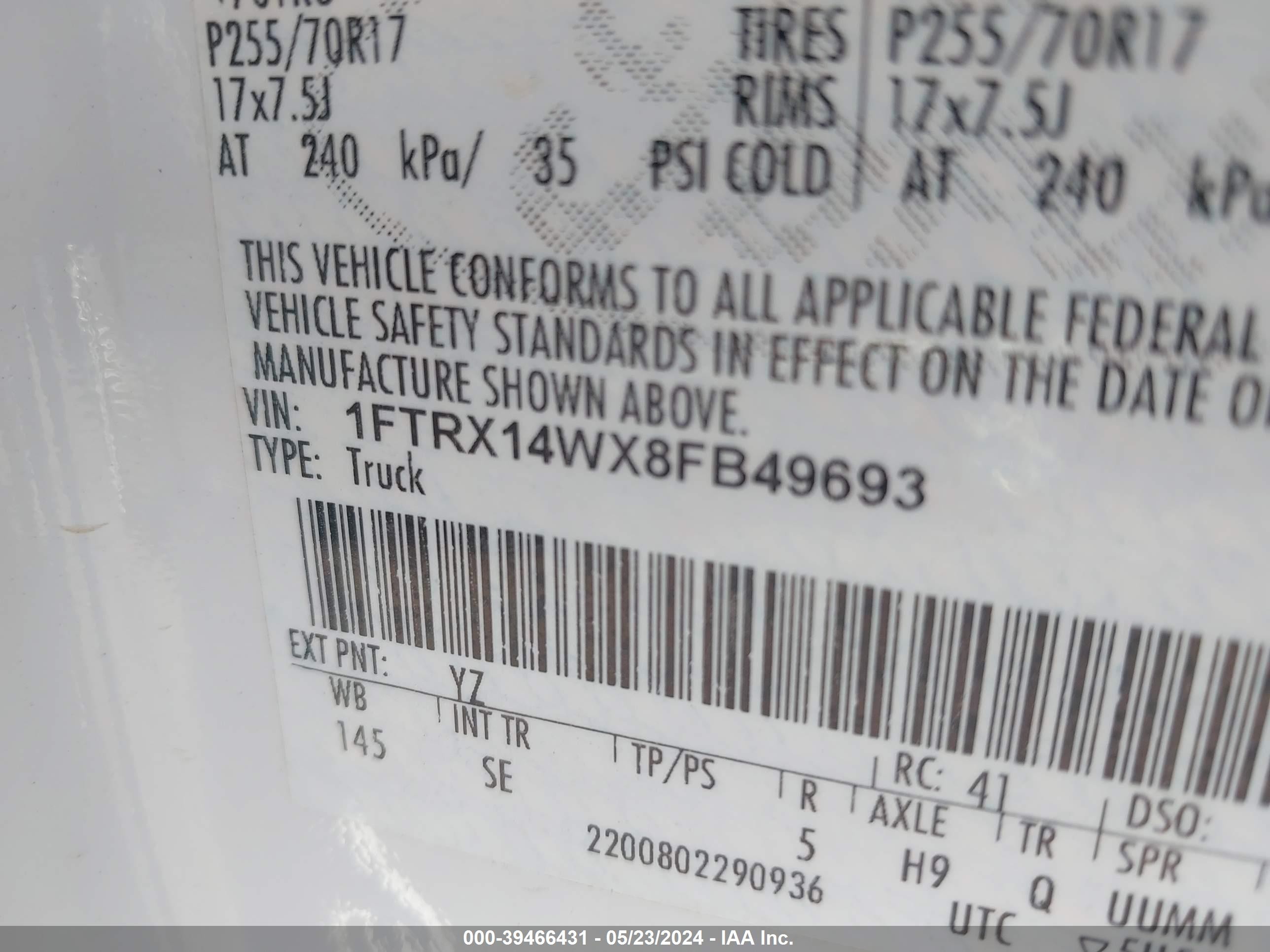 2008 Ford F-150 Stx/xl/xlt White vin: 1FTRX14WX8FB49693