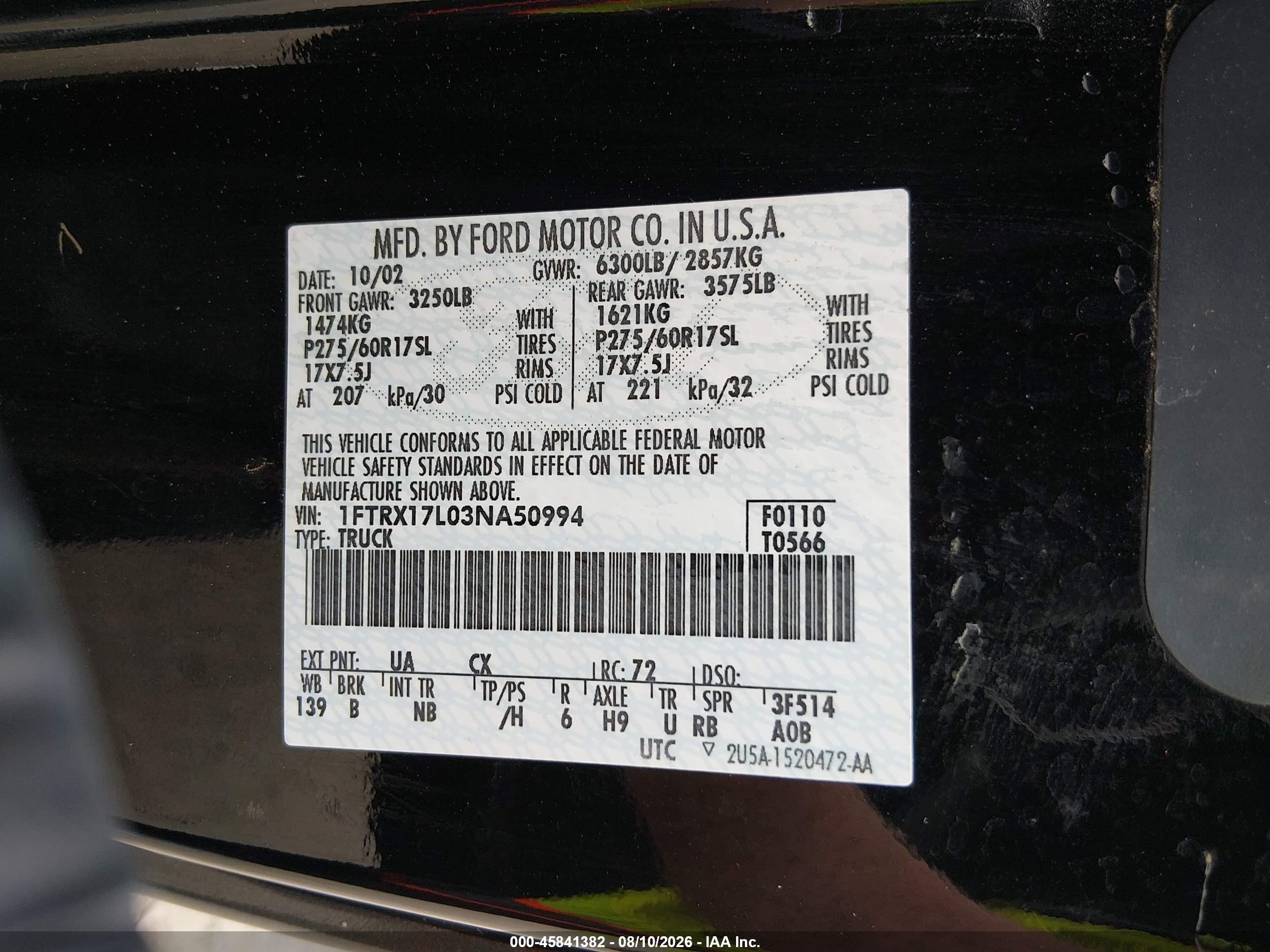 2003 Ford F-150 Lariat/xl/xlt Gray vin: 1FTRX17L03NA50994