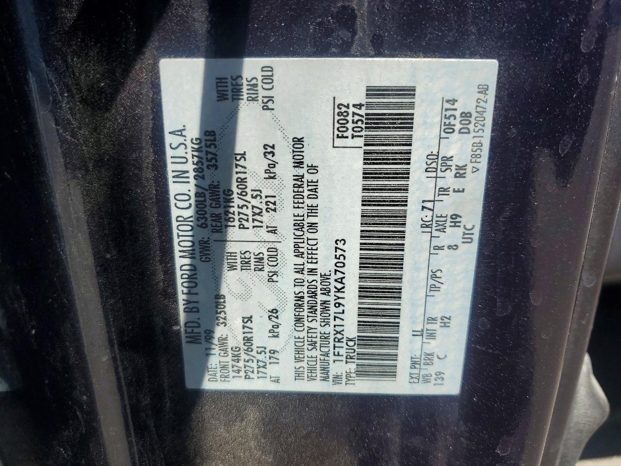 2000 Ford F150 Blue vin: 1FTRX17L9YKA70573