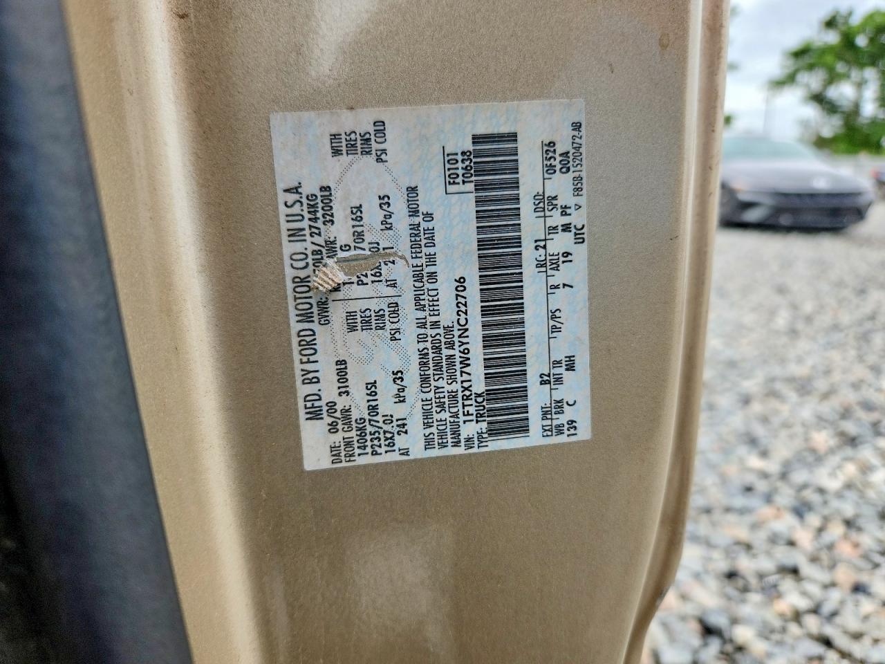 2000 Ford F150 Tan vin: 1FTRX17W6YNC22706