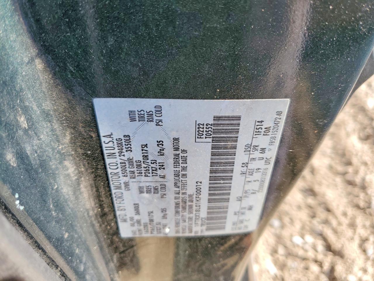 2001 Ford F150 Green vin: 1FTRX18L01KF00012
