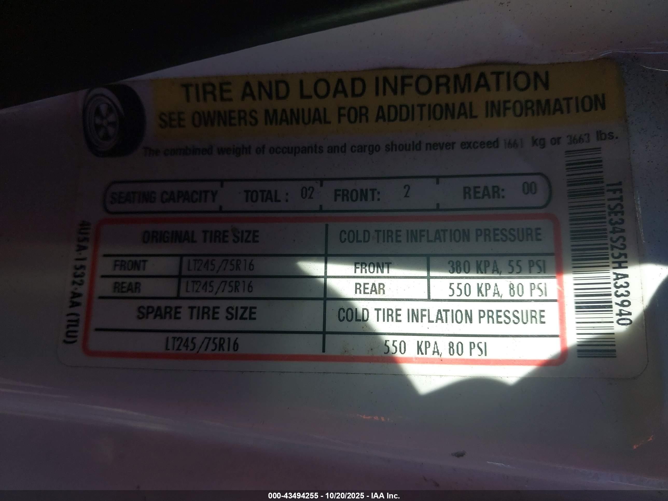 2005 Ford E-350 Super Duty Commercial/recreational White vin: 1FTSE34S25HA33940