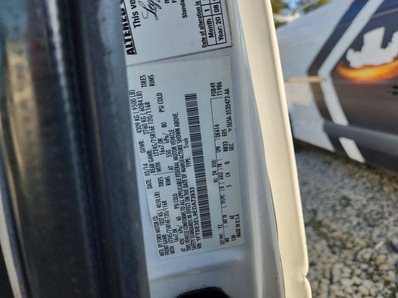 2014 Ford Econoline E350 Super Duty Van White vin: 1FTSE3EL9EDA73933
